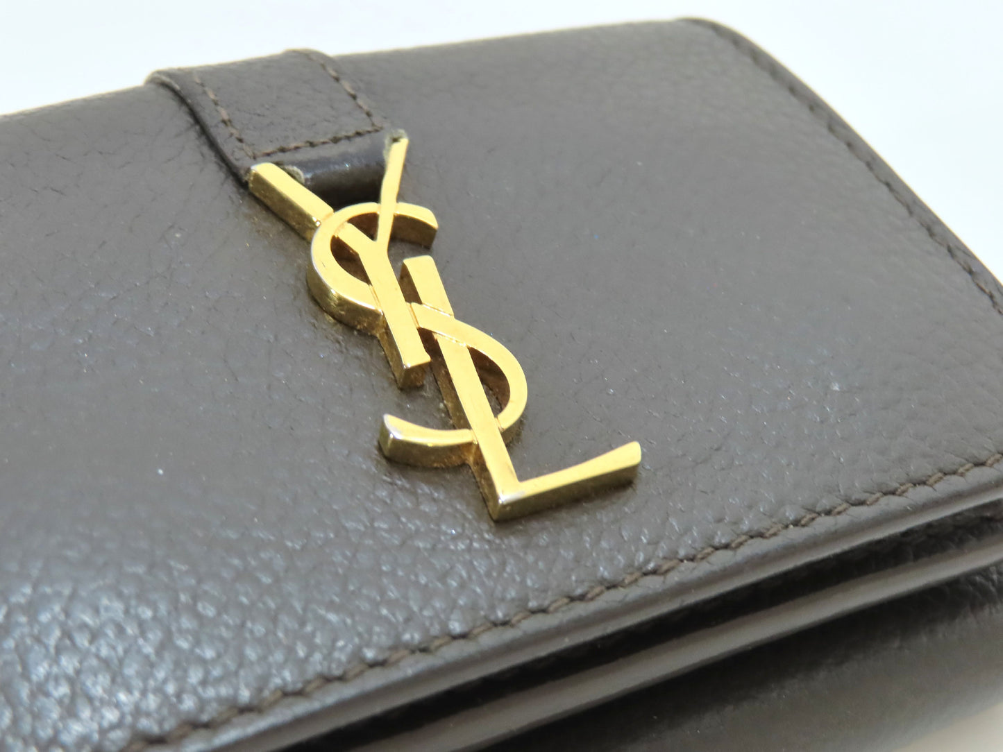 Yves Saint Laurent Logo Leather Tri-fold Wallet