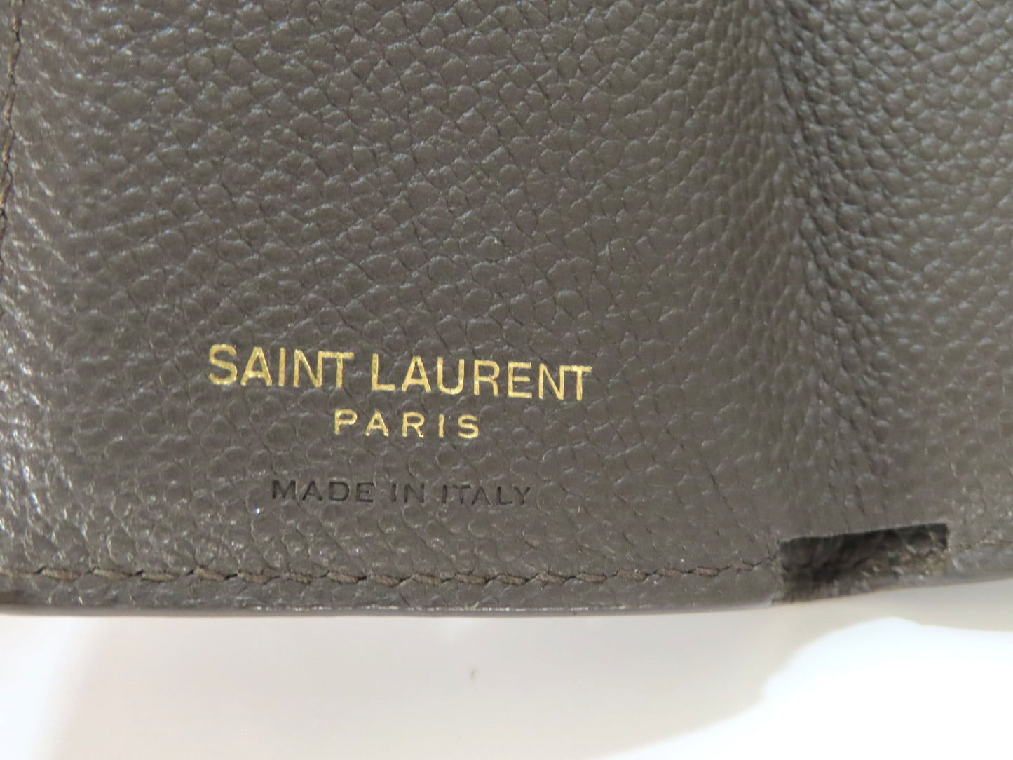 Yves Saint Laurent Logo Leather Tri-fold Wallet