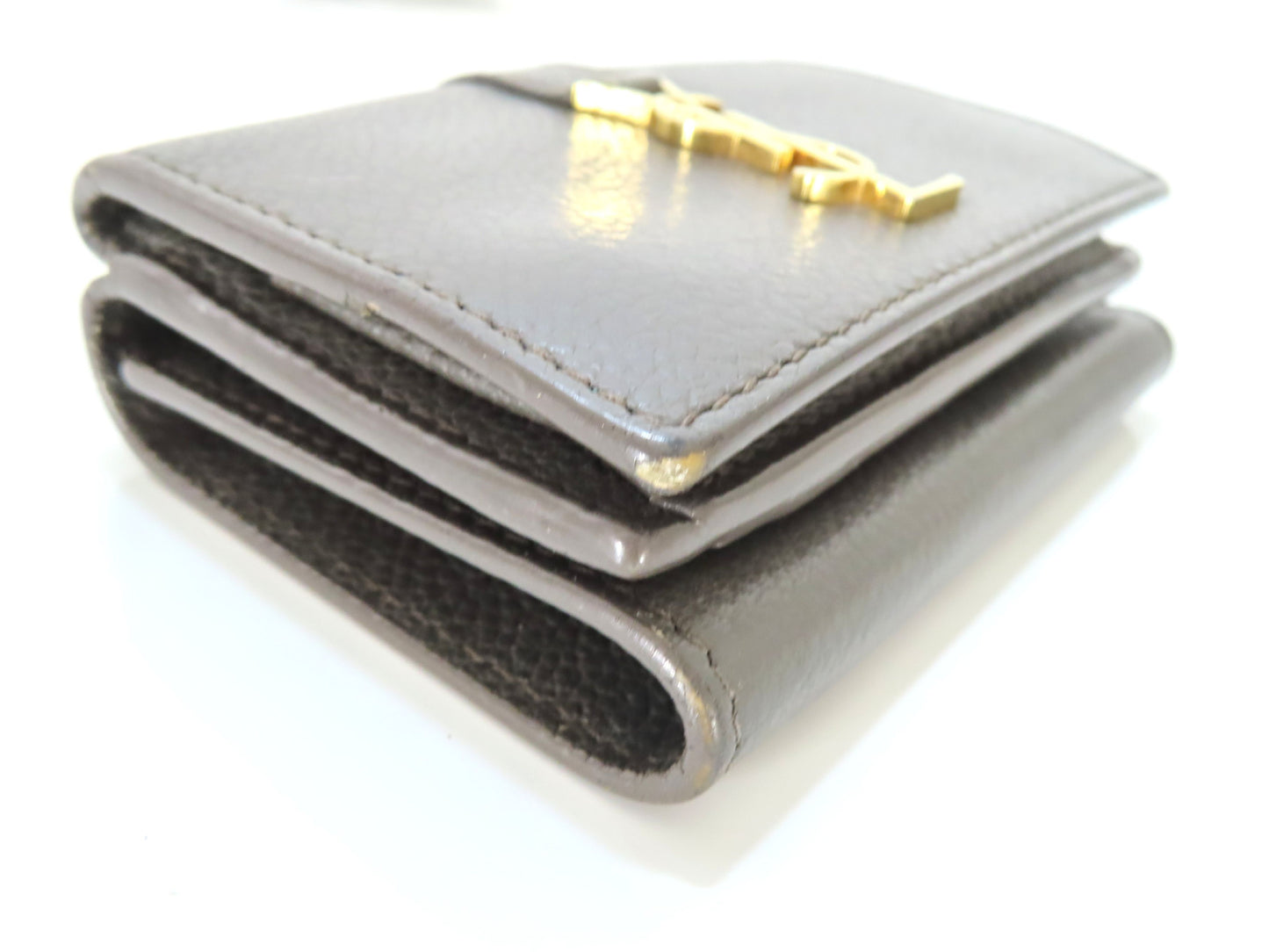 Yves Saint Laurent Logo Leather Tri-fold Wallet