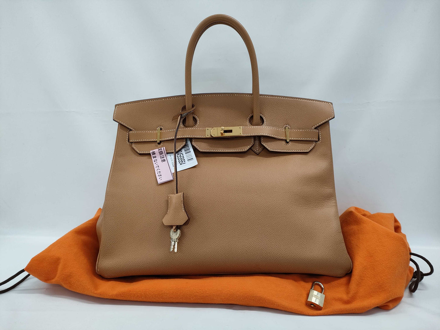 HERMES Birkin 35 Epson □I Stamp Brown Handbag