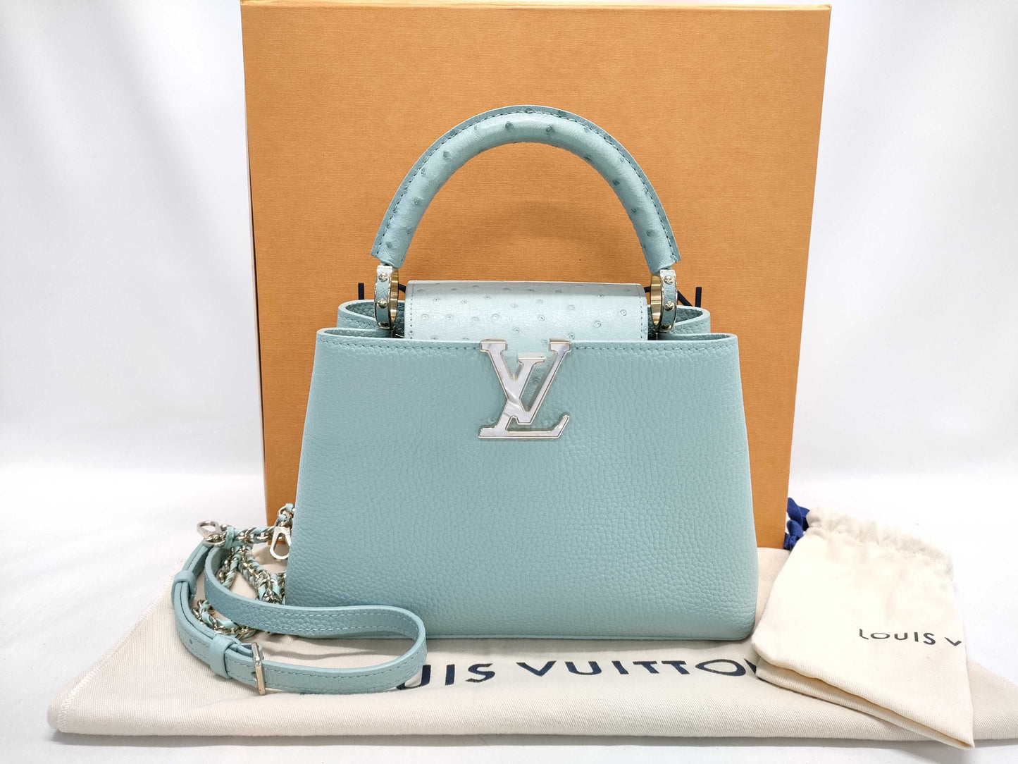 LOUIS VUITTON Capucines BB Ostrich Leather Handbag N84073
