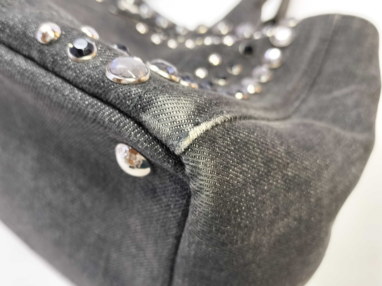 PRADA Canapa Tote Gray Stone Tote Bag