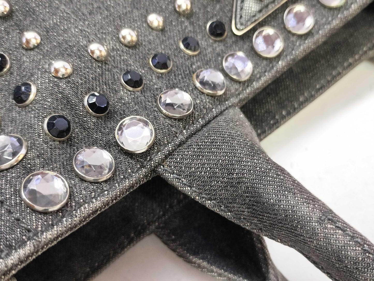 PRADA Canapa Tote Gray Stone Tote Bag