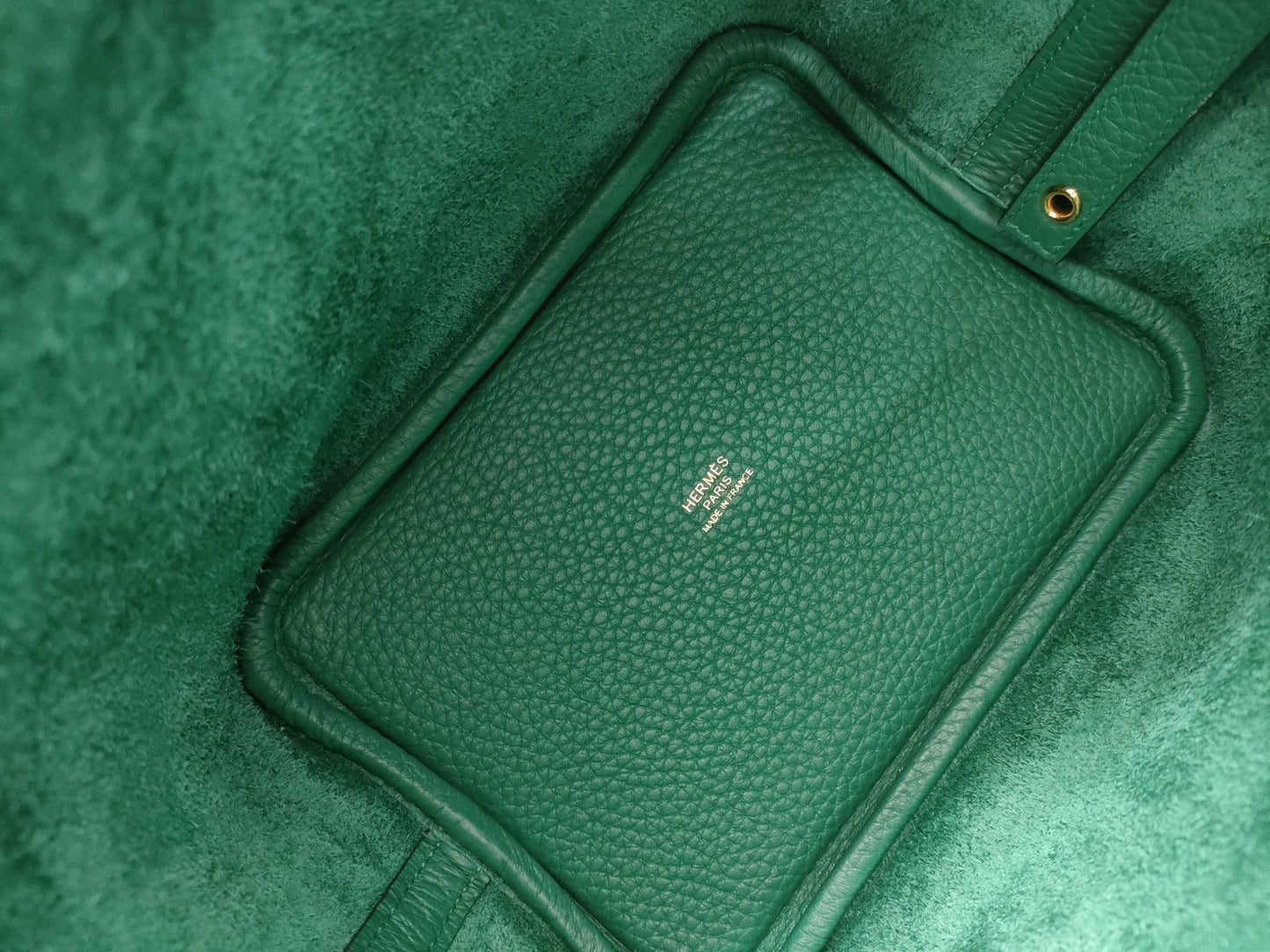 HERMES Picotin Lock PM Green Handbag with 24 Years' W Stamp and G Hardware