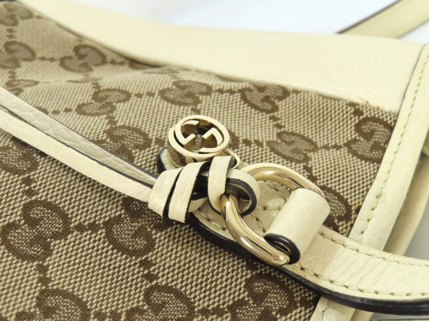 GUCCI GG Canvas GG Canvas Canvas and Leather 2-Way Handbag White 449241 Handbag Handbag