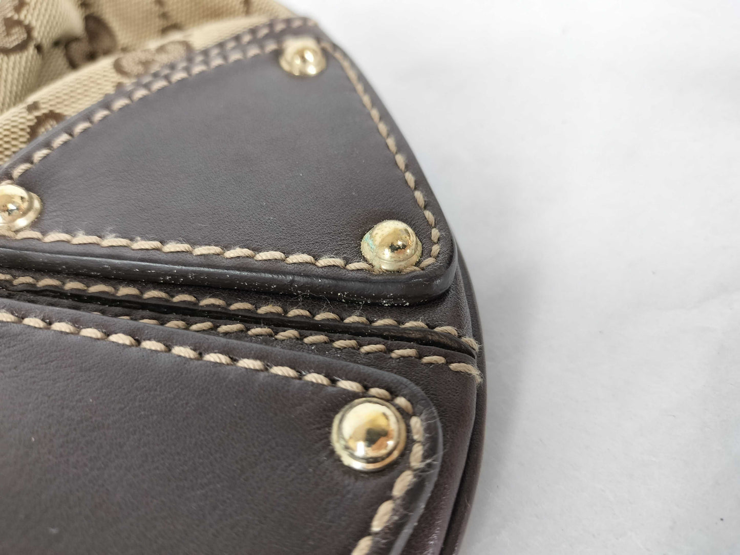 GUCCI GG Canvas Indy Handbag, Brown, 185566