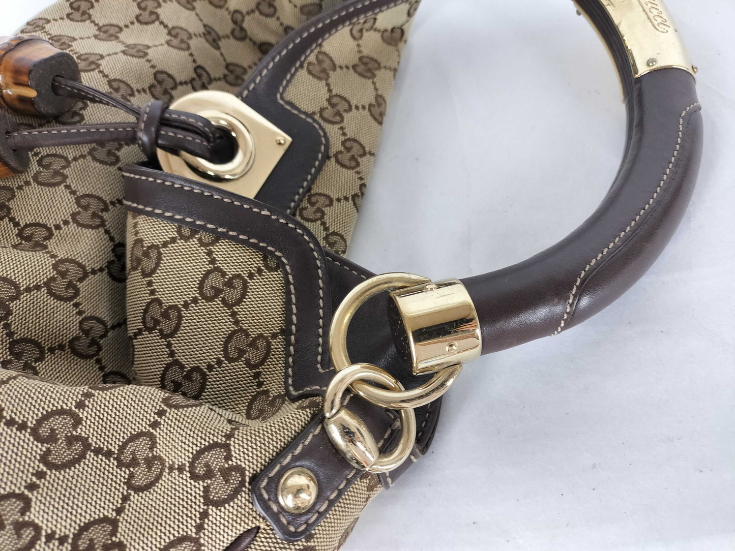 GUCCI GG Canvas Indy Handbag, Brown, 185566