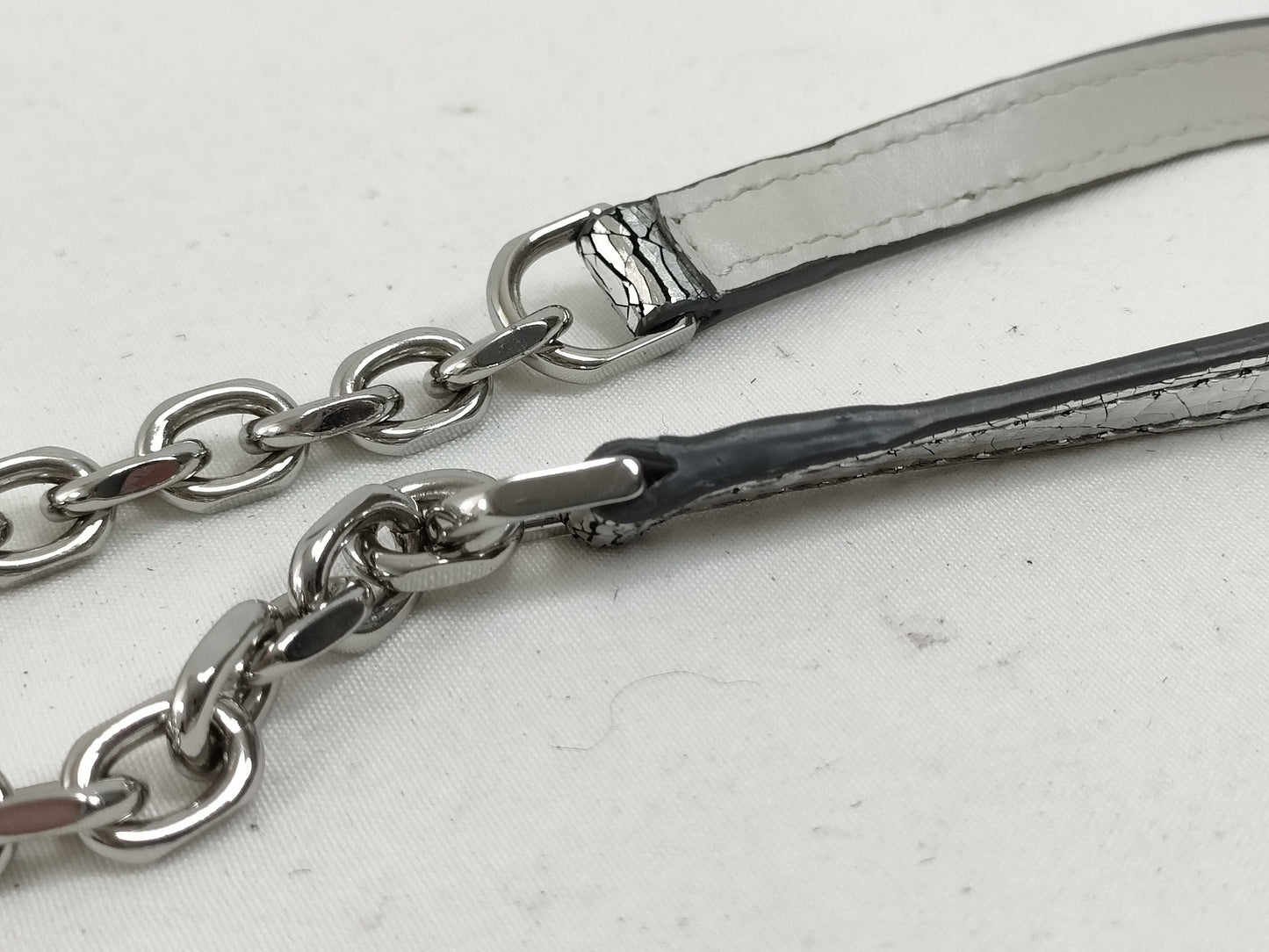 Margiela Broken Mirror Chain Wallet Calfskin Silver Shoulder Bag