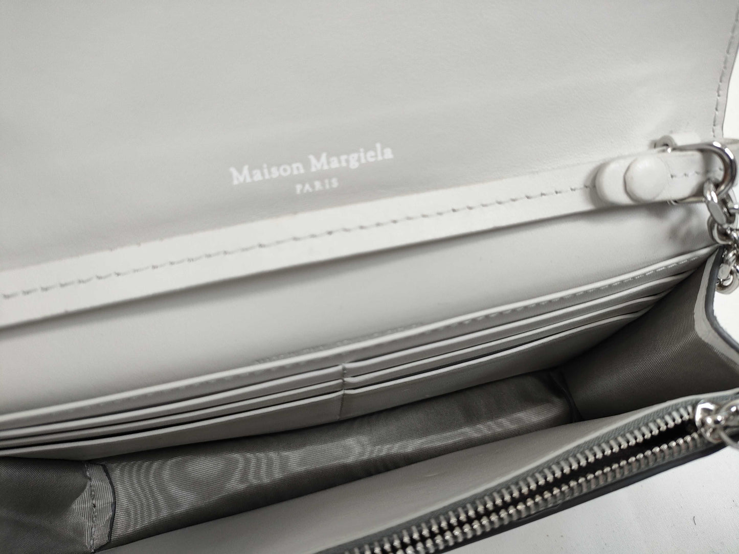 Margiela Broken Mirror Chain Wallet Calfskin Silver Shoulder Bag