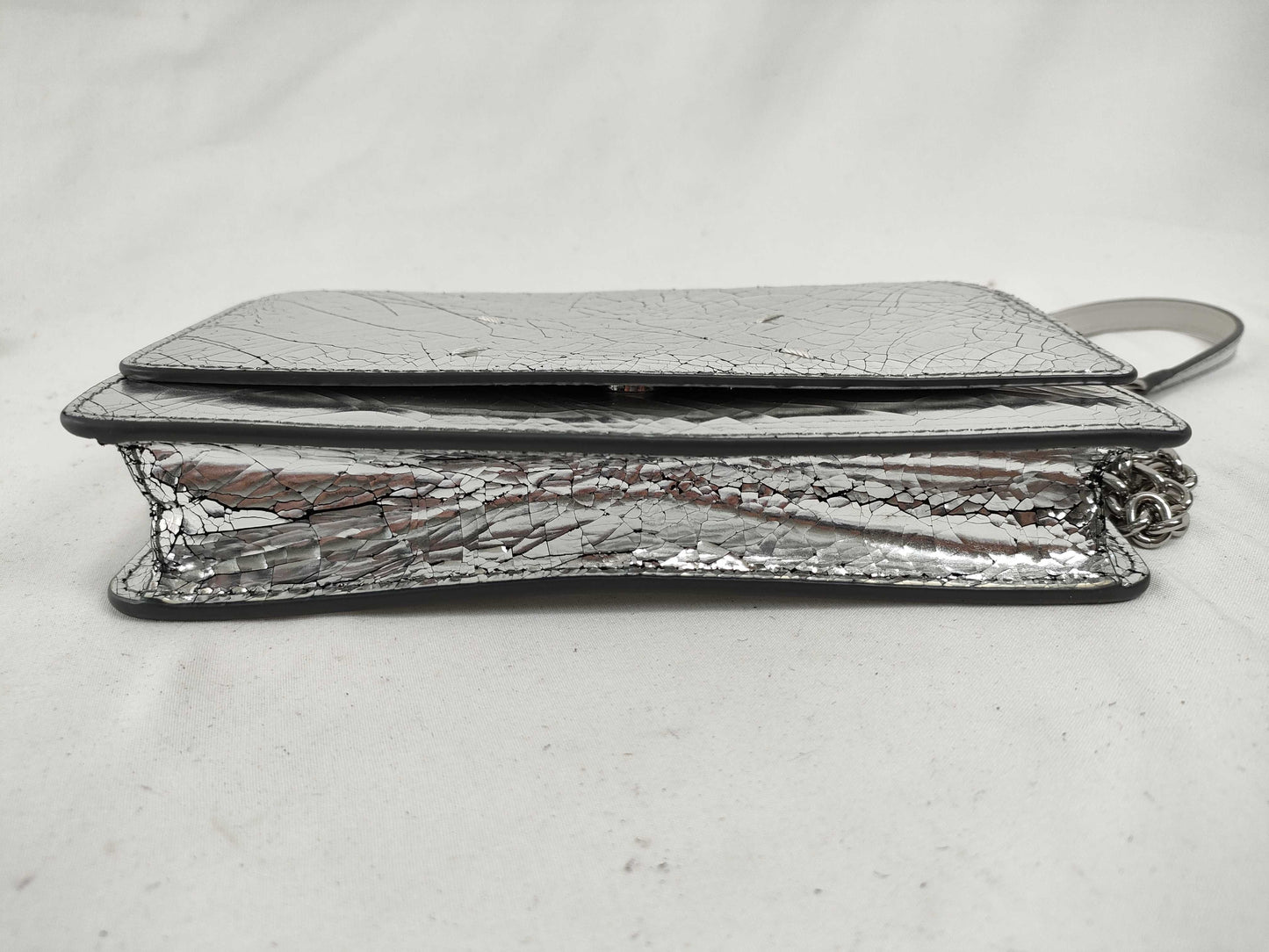 Margiela Broken Mirror Chain Wallet Calfskin Silver Shoulder Bag