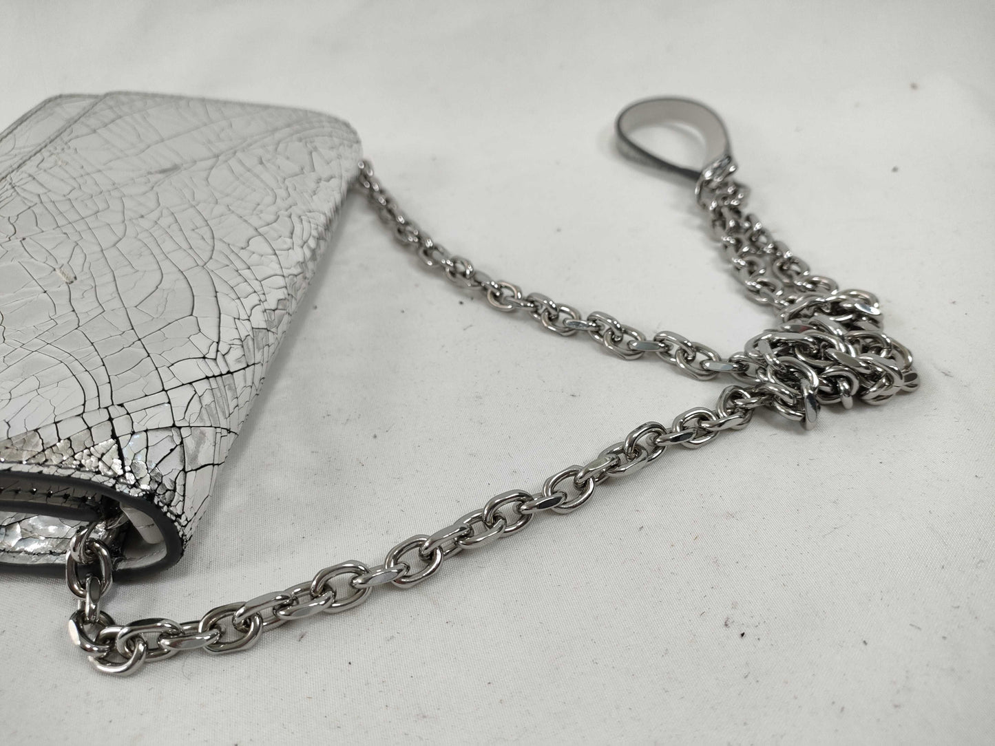 Margiela Broken Mirror Chain Wallet Calfskin Silver Shoulder Bag