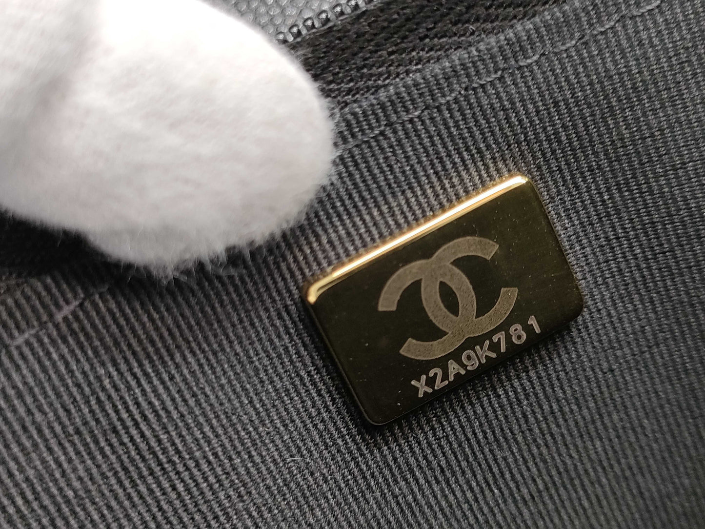 CHANEL Caviar Skin Coco Mark Rhinestone Chain Wallet, Random Number Shoulder Bag