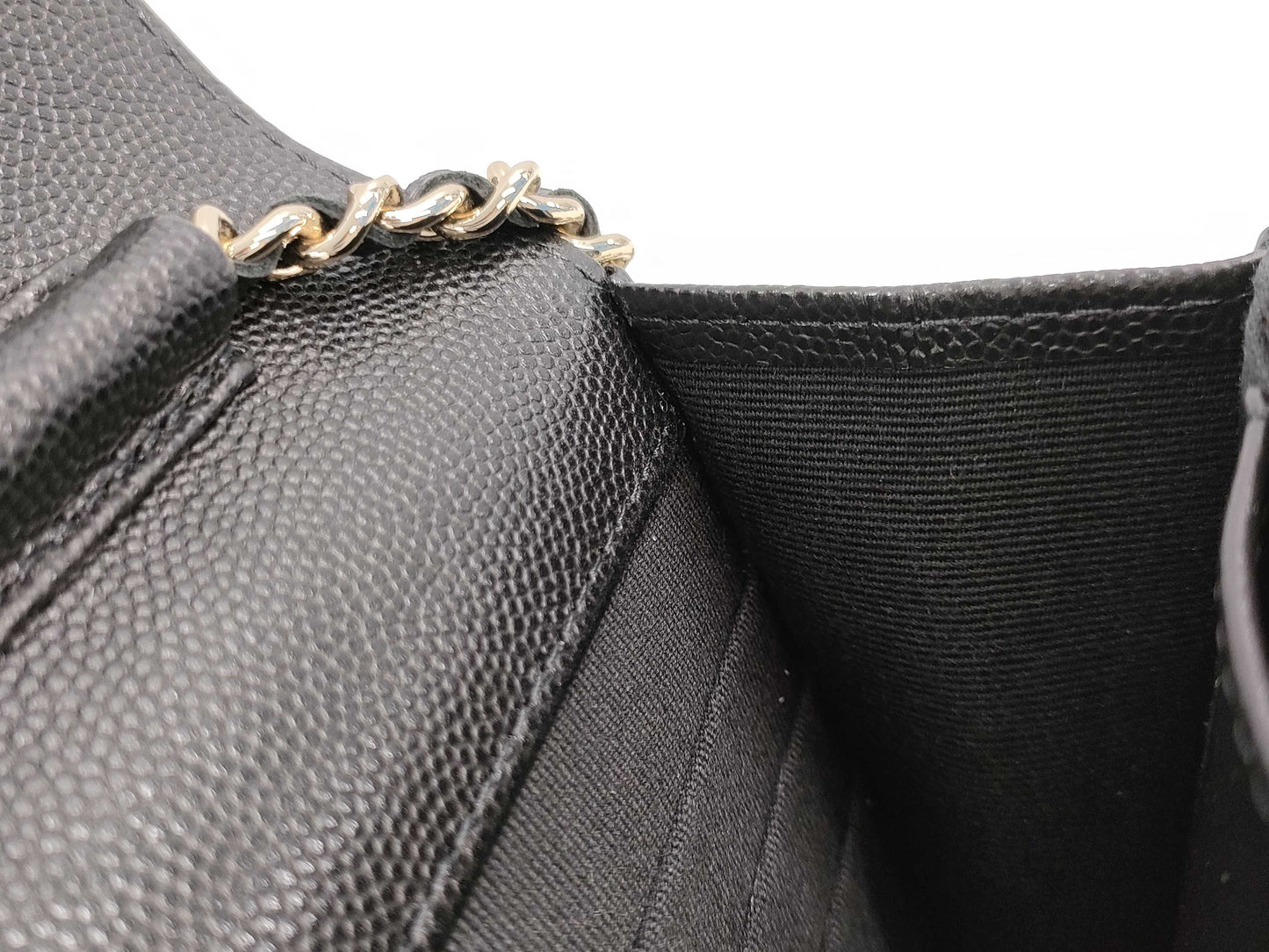 CHANEL Caviar Skin Coco Mark Rhinestone Chain Wallet, Random Number Shoulder Bag