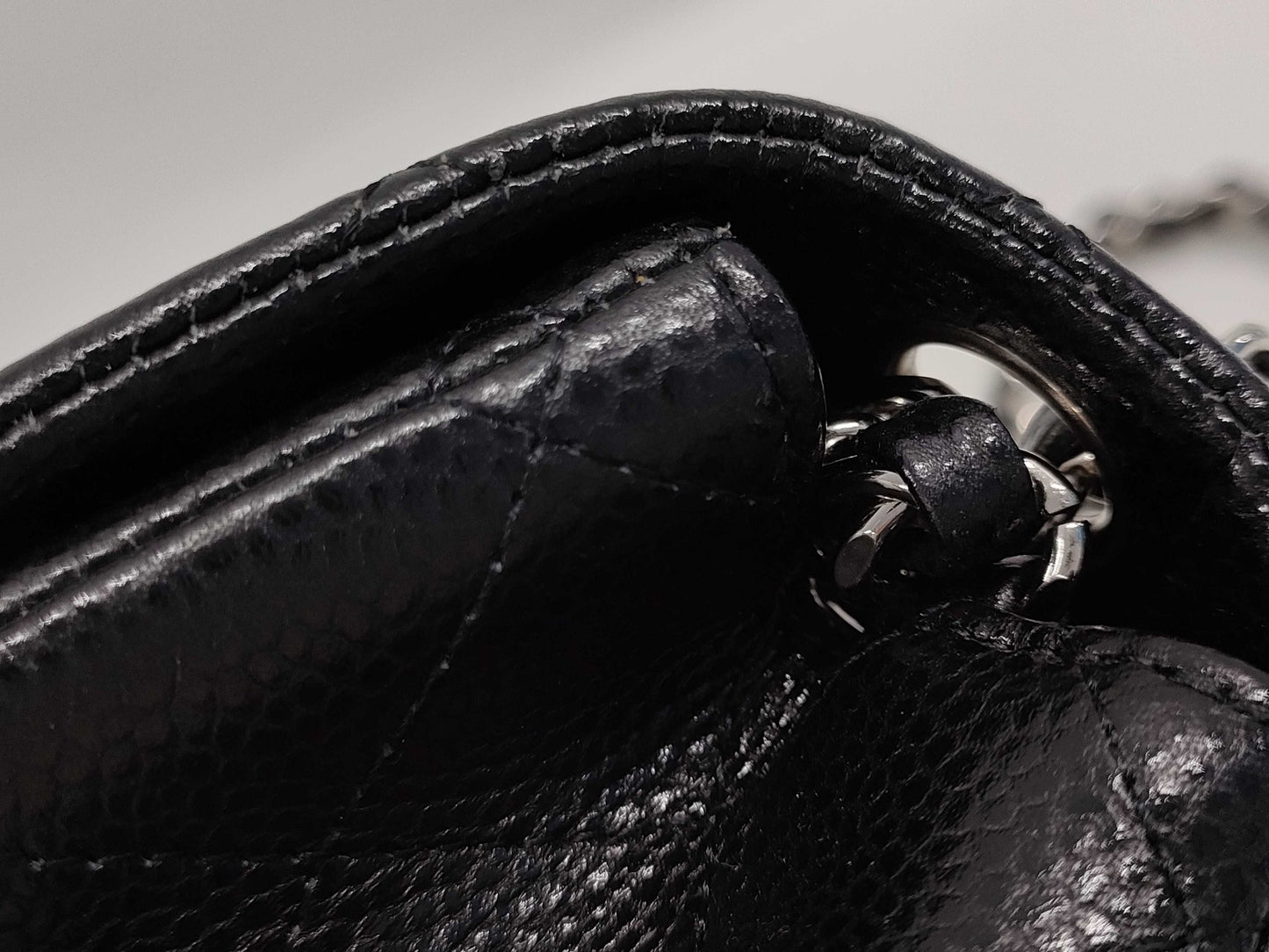 CHANEL Matelasse Mini Matelasse Caviar Leather Shoulder Bag in Black with Silver Hardware, 19 Series