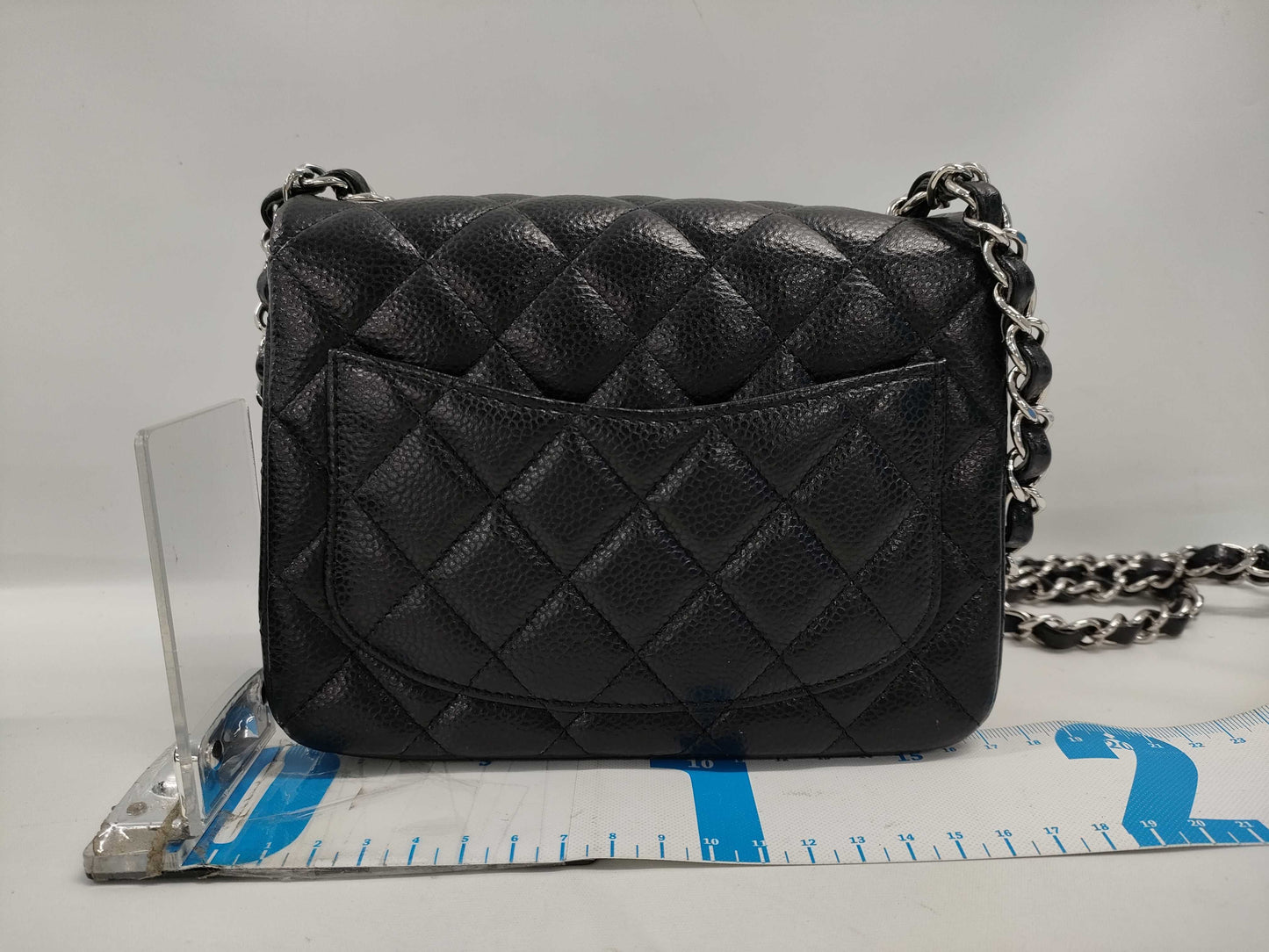 CHANEL Matelasse Mini Matelasse Caviar Leather Shoulder Bag in Black with Silver Hardware, 19 Series