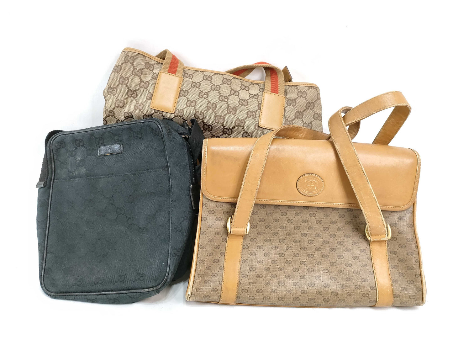 GUCCI Old Gucci GG Canvas Shoulder Bag Tote Bag 3-Piece Set Handbag