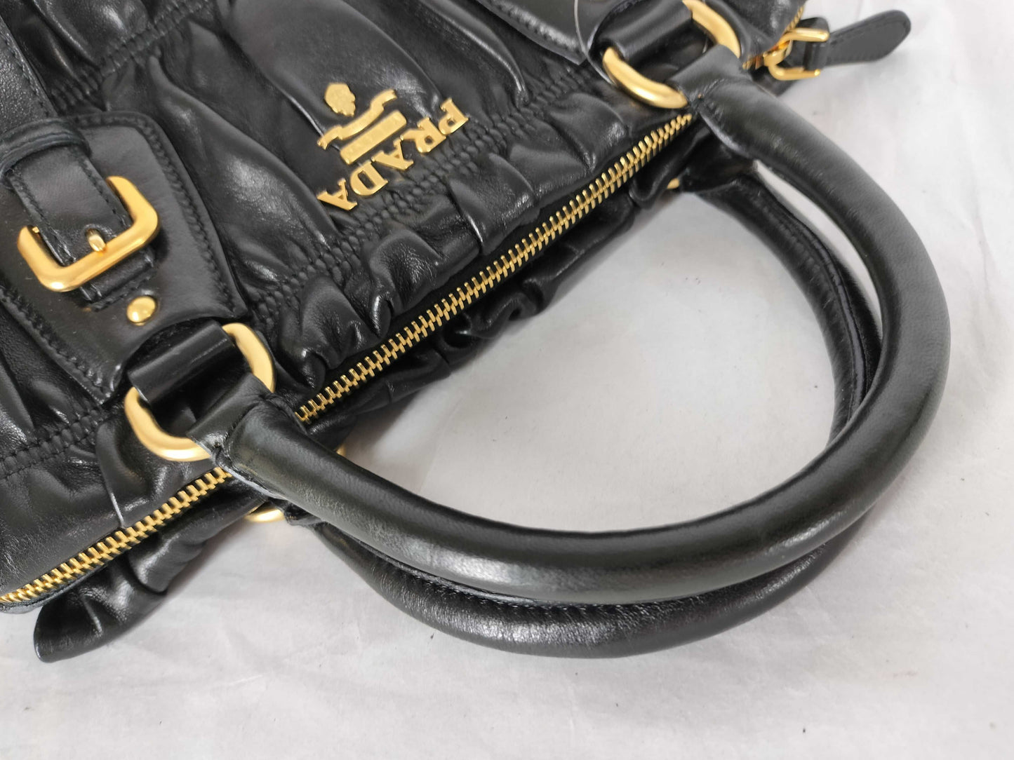PRADA Prada Nappa Gathered 2-Way Handbag Black Handbag