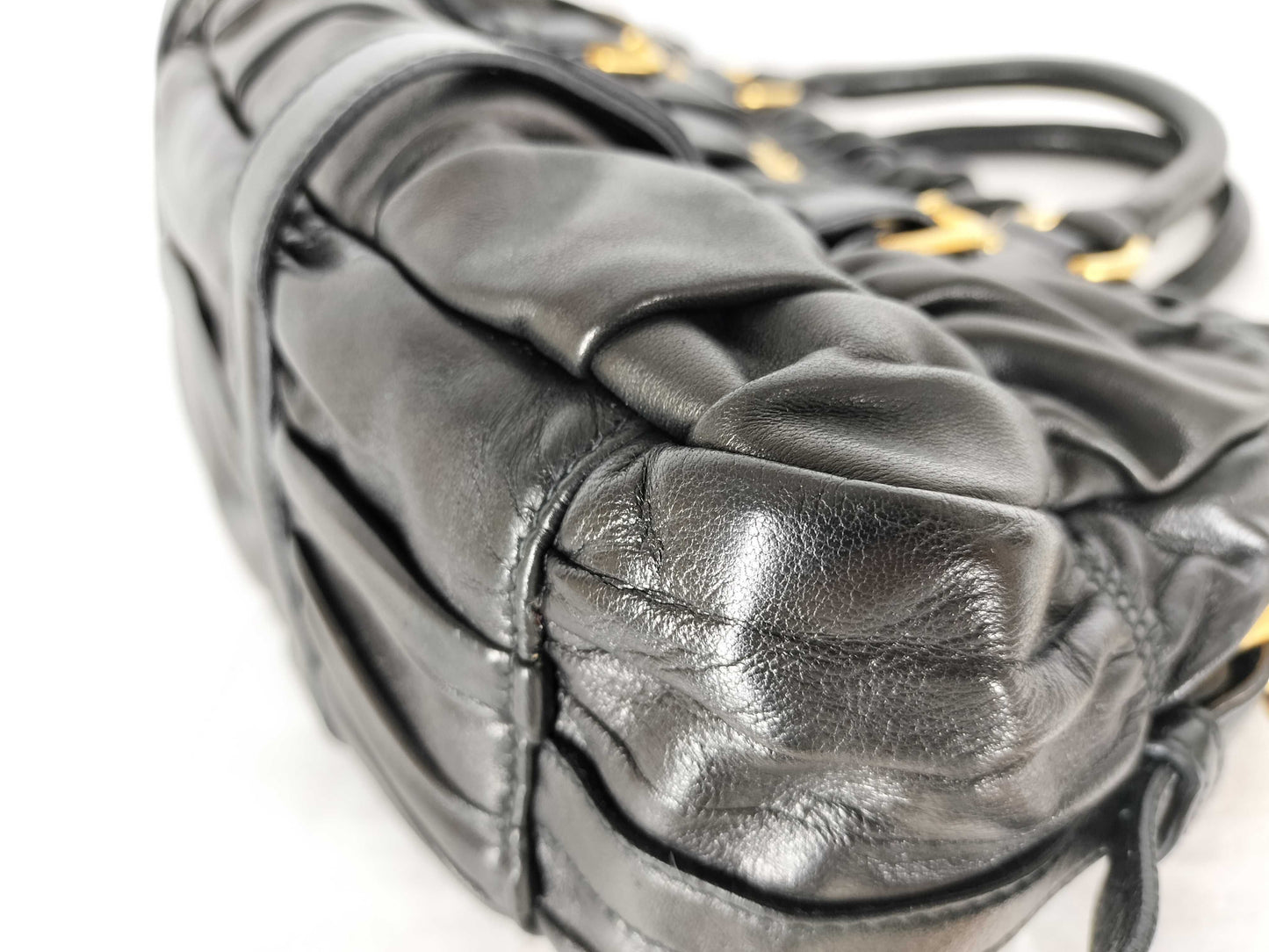 PRADA Prada Nappa Gathered 2-Way Handbag Black Handbag
