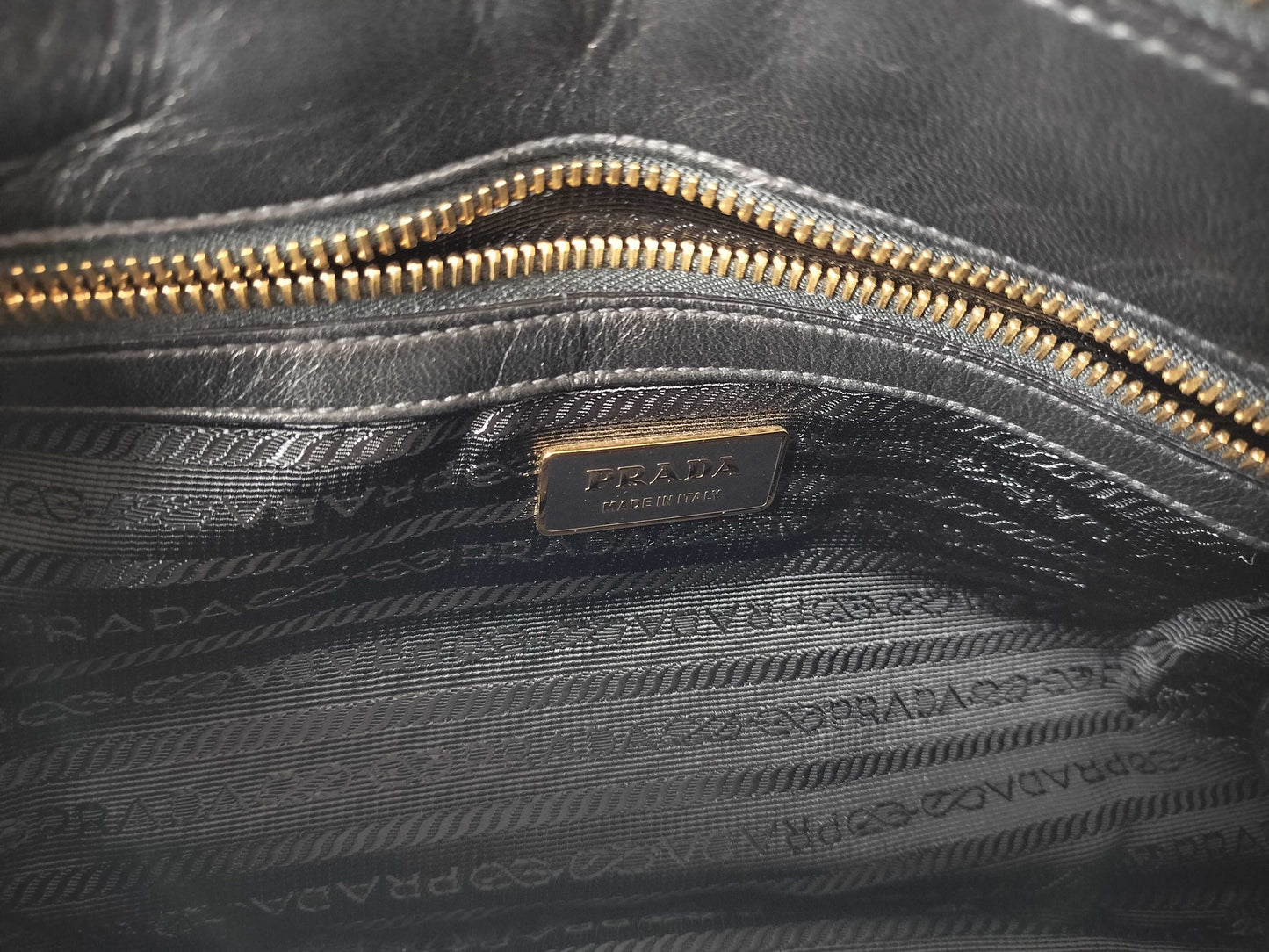PRADA Prada Nappa Gathered 2-Way Handbag Black Handbag