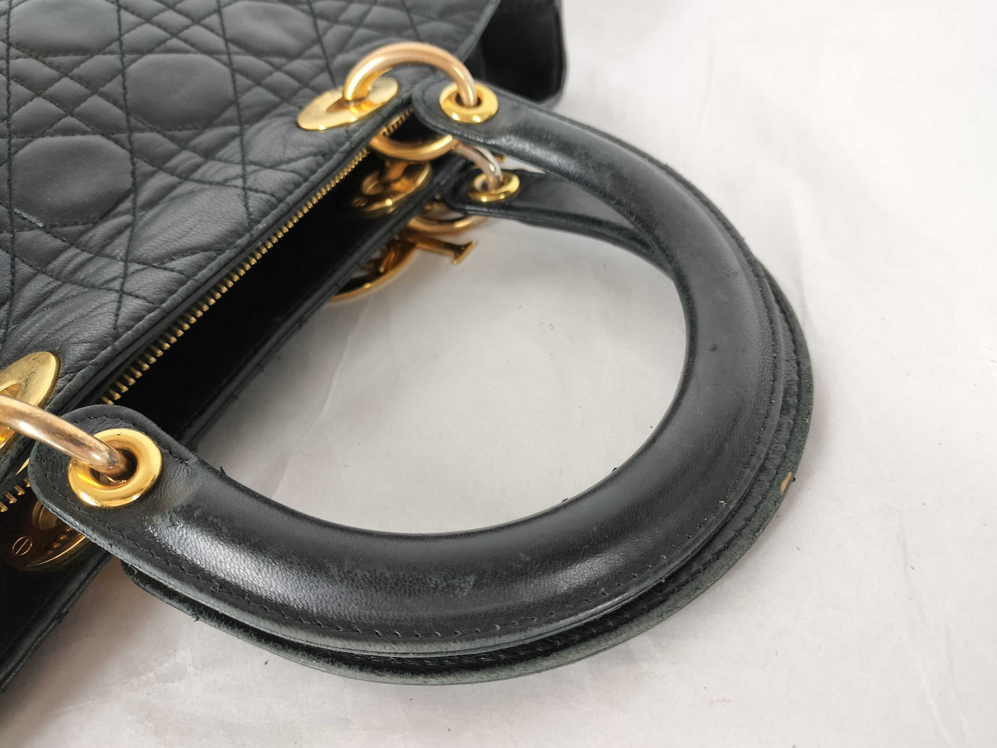 Dior Lady Dior Cannage Leather Handbag in Black
