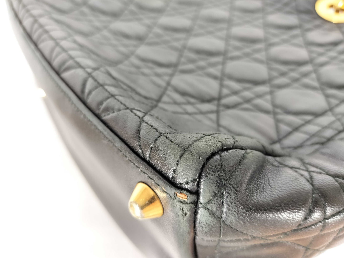 Dior Lady Dior Cannage Leather Handbag in Black