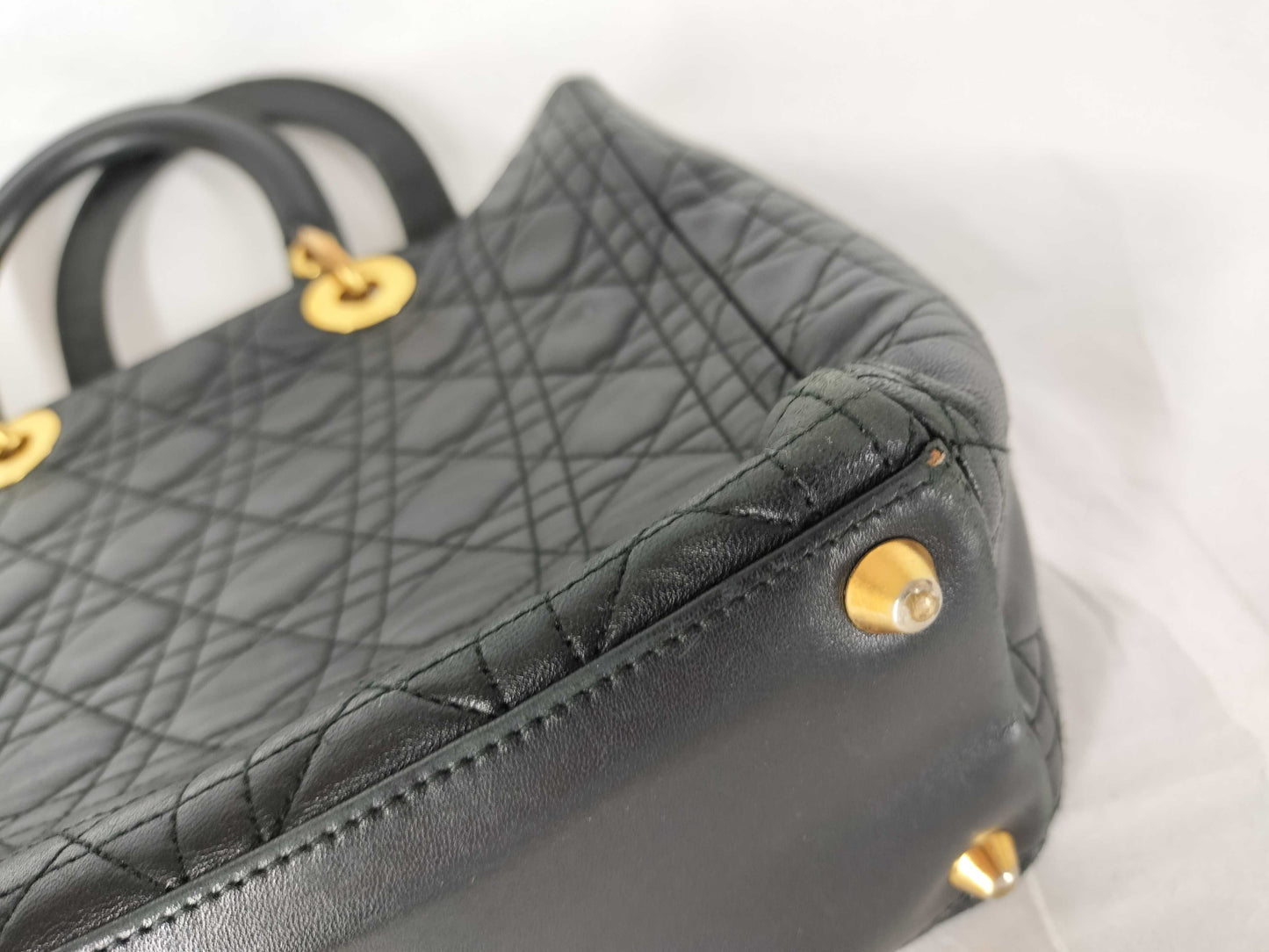 Dior Lady Dior Cannage Leather Handbag in Black
