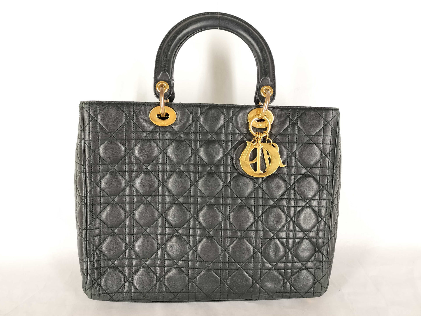 Dior Lady Dior Cannage Leather Handbag in Black