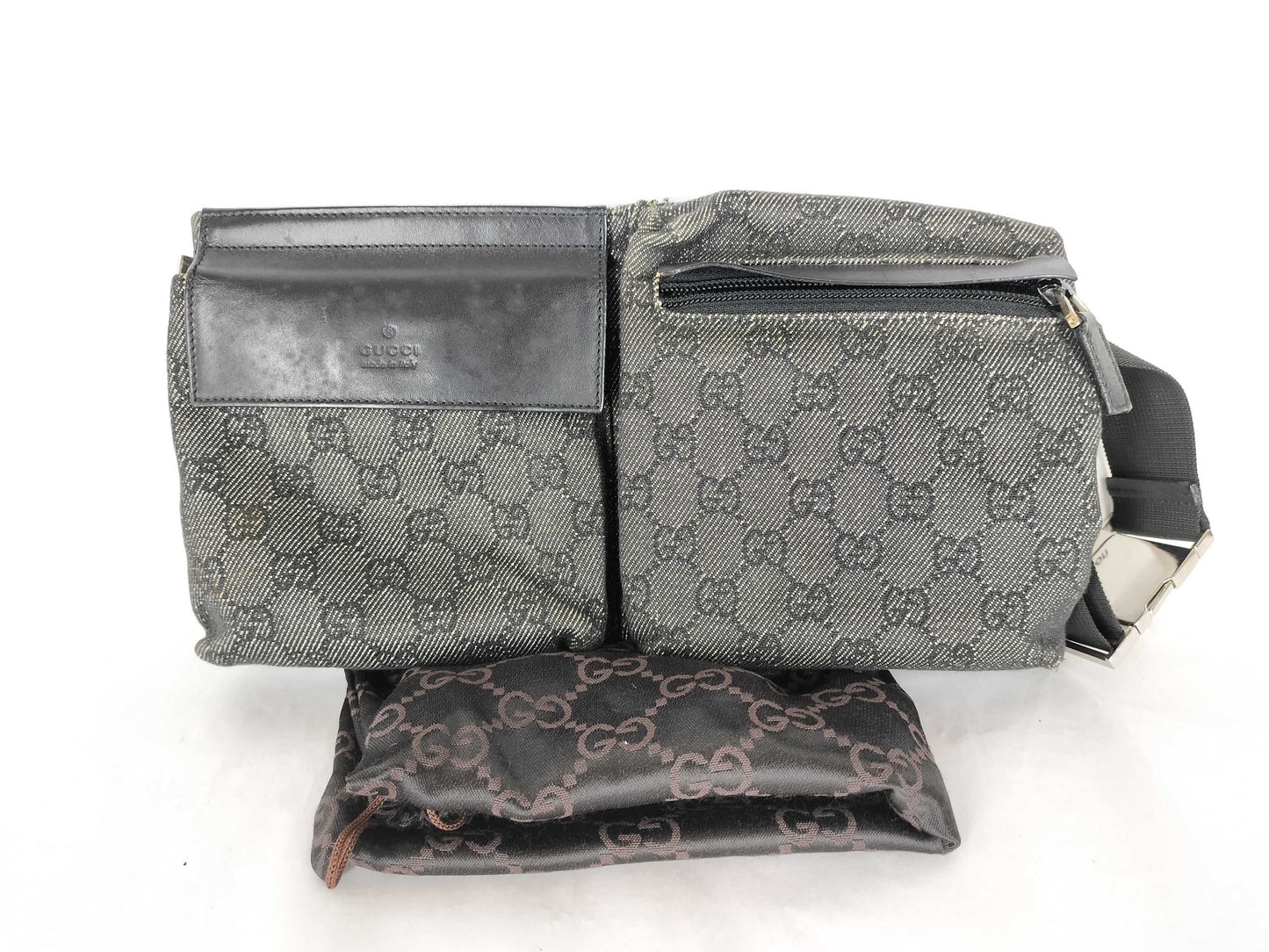 GUCCI GG Canvas Denim Waist Bag Body Bag 28566