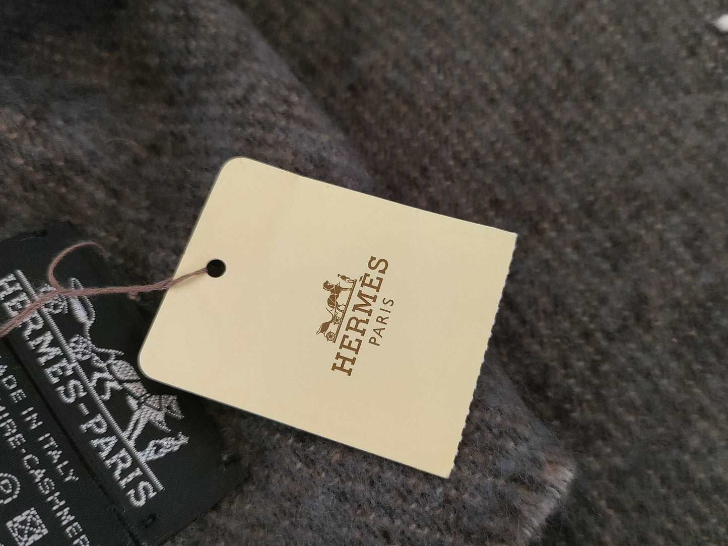 HERMES Cashmere Large Shawl/Stole with Horse Pattern, 150x200cm, with Japon Tag, Other Apparel
