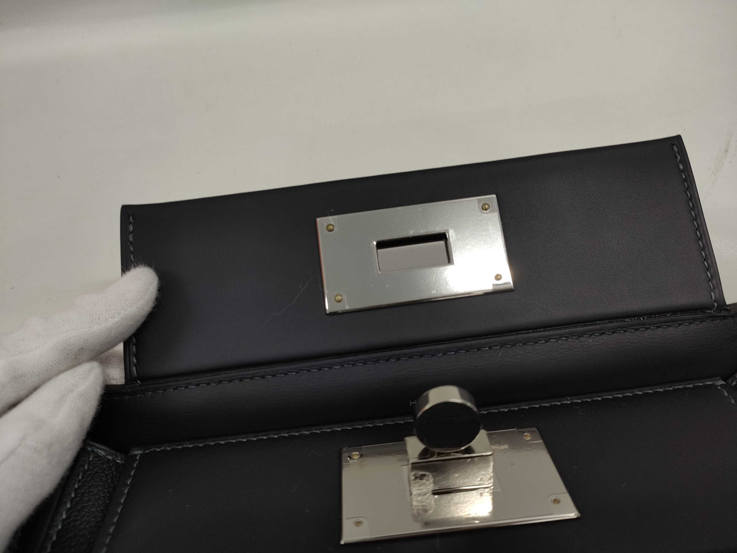 HERMES Evercolor Swift Vin Quatre Mini Ardoise W Stamped Handbag