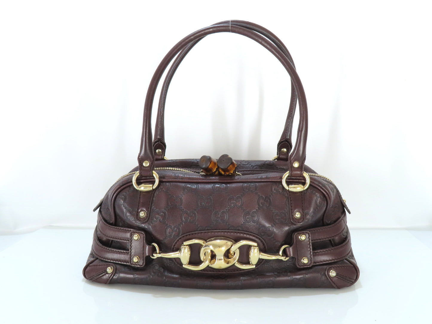 GUCCI Guccissima Horsebit Handbag 159399 Boston Bag Handbag