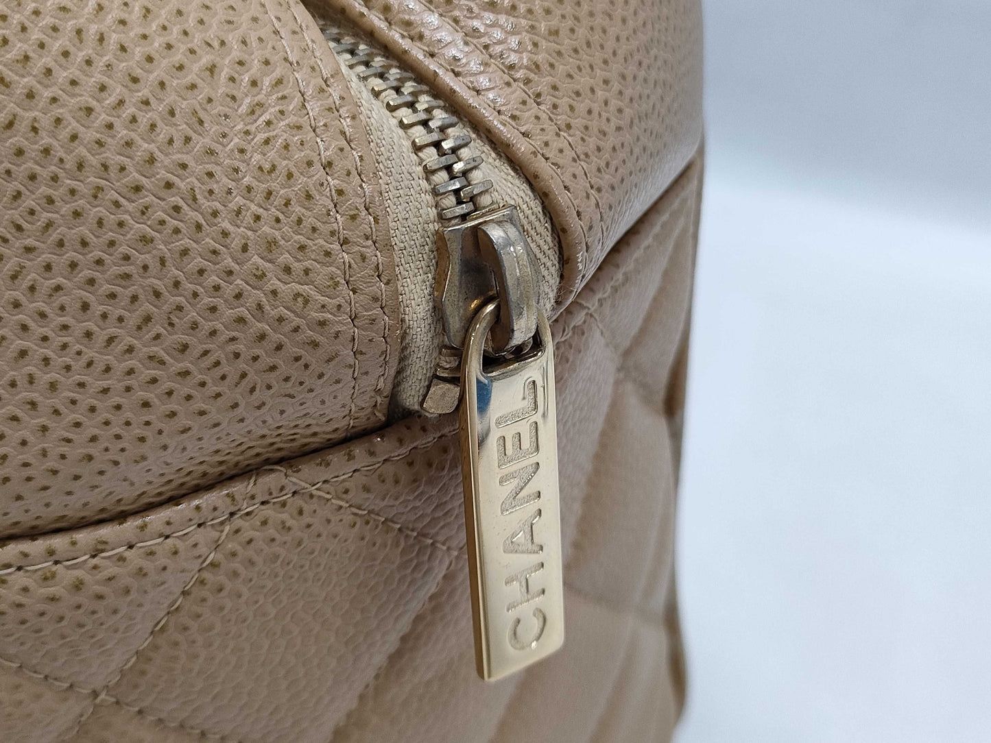 CHANEL Caviar Skin Coco Mark Mini Boston Handbag