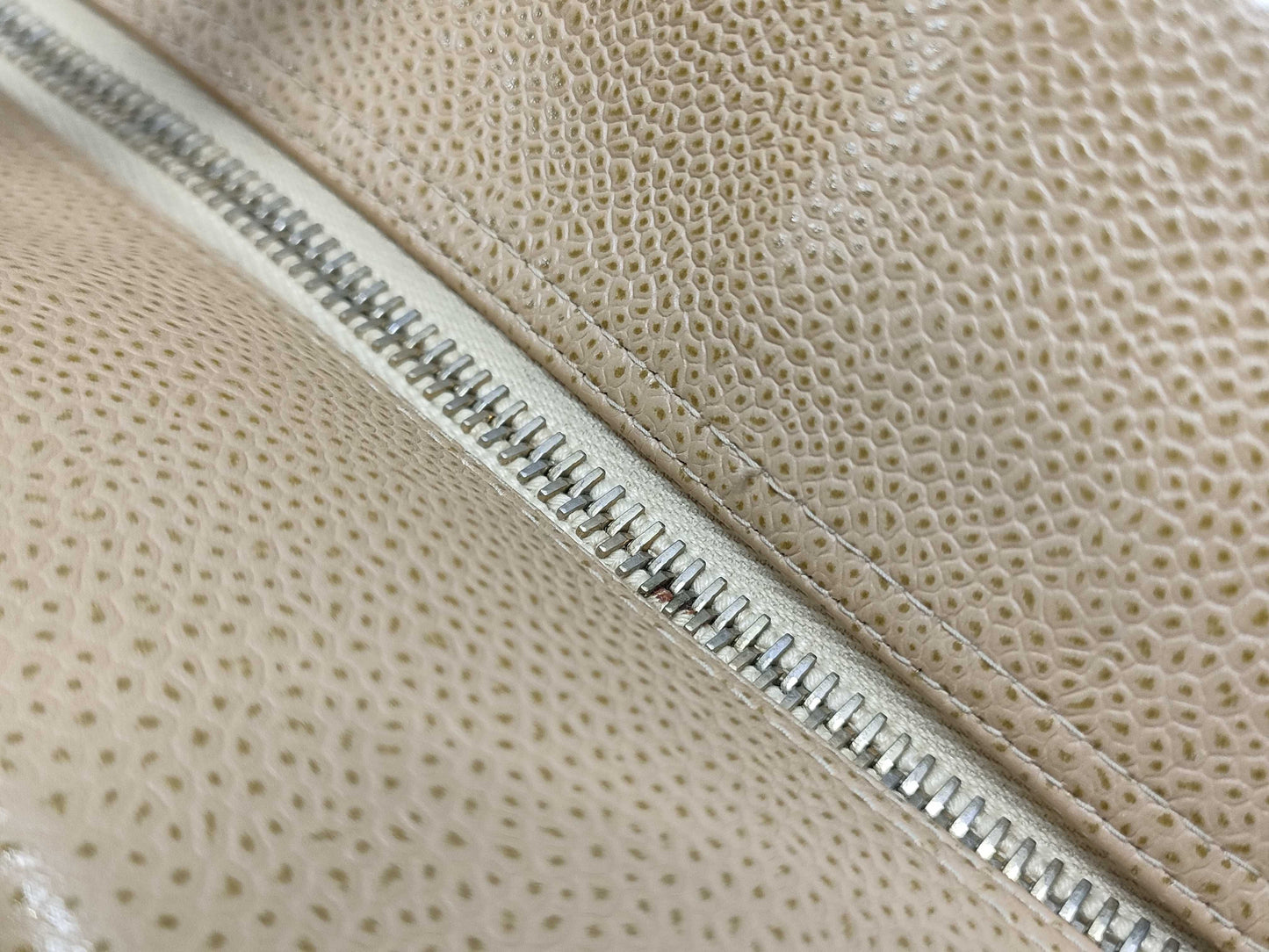 CHANEL Caviar Skin Coco Mark Mini Boston Handbag