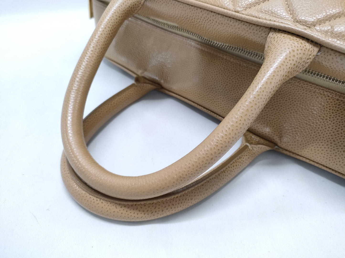 CHANEL Caviar Skin Coco Mark Mini Boston Handbag
