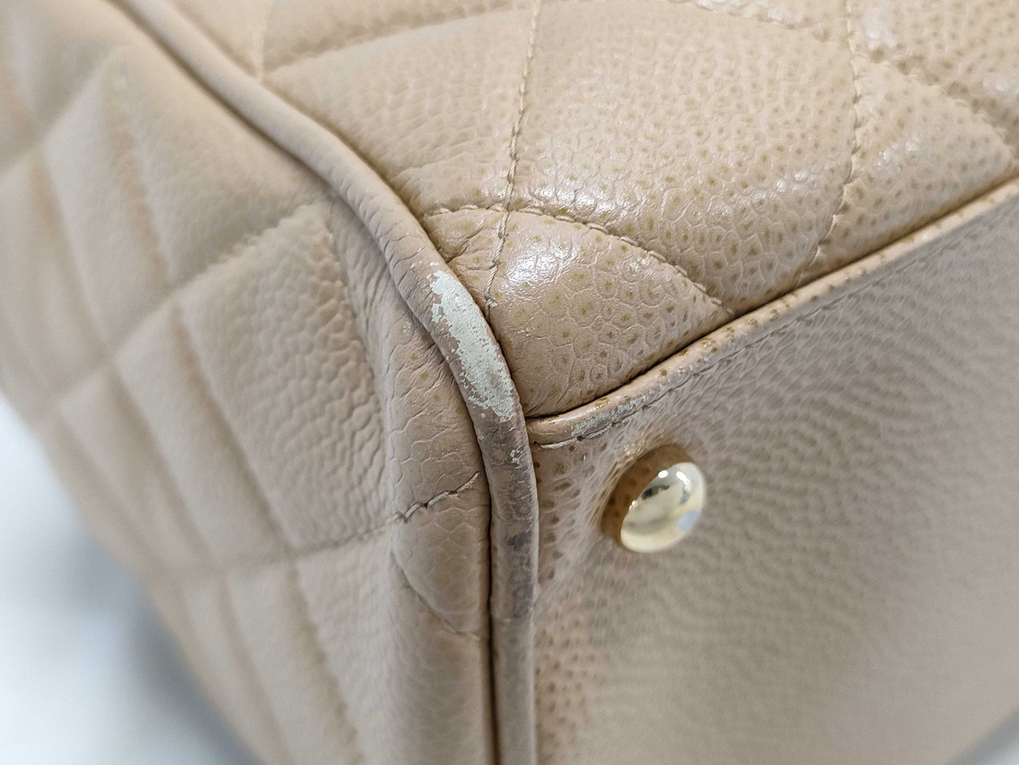 CHANEL Caviar Skin Coco Mark Mini Boston Handbag