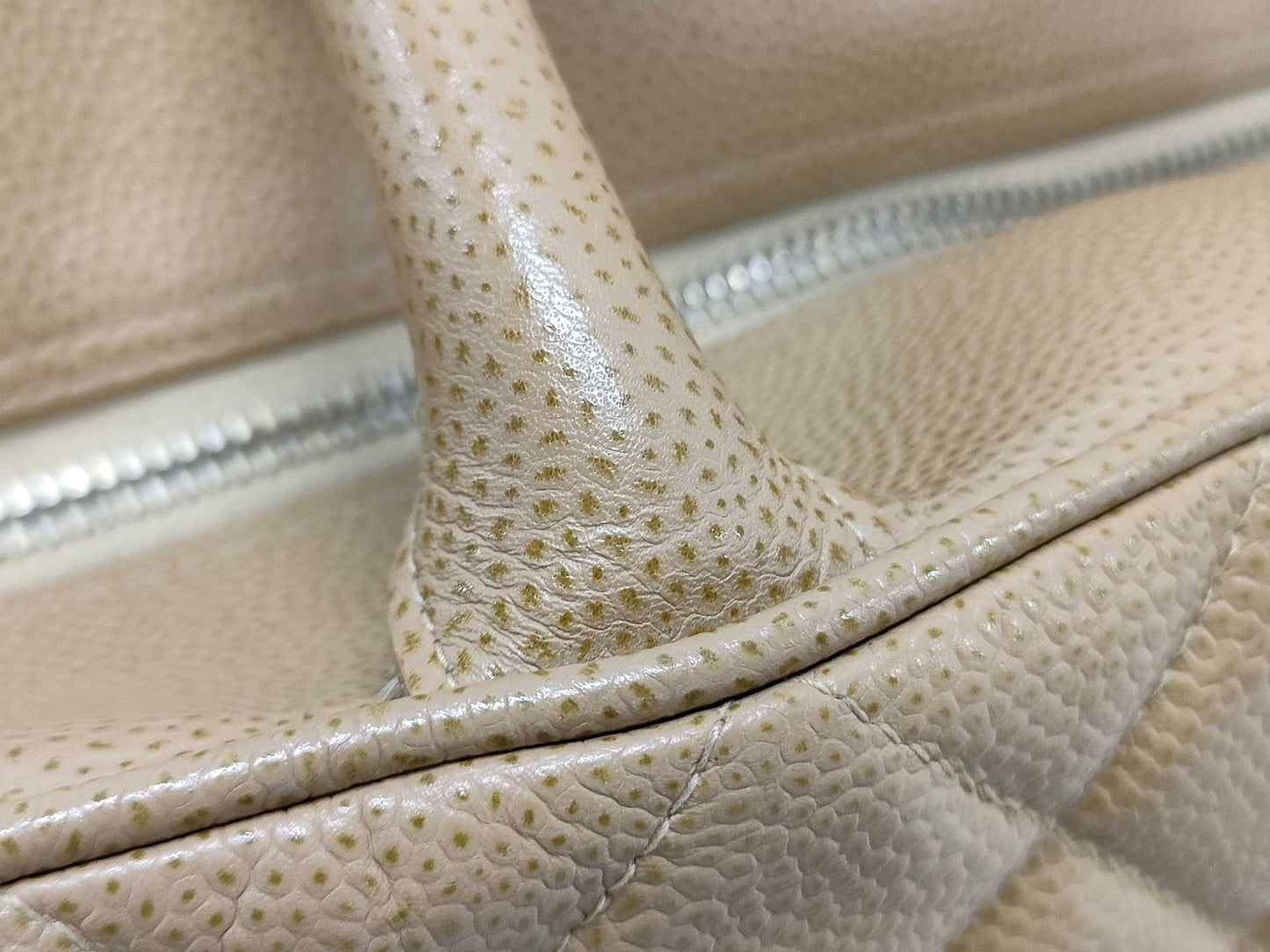CHANEL Caviar Skin Coco Mark Mini Boston Handbag