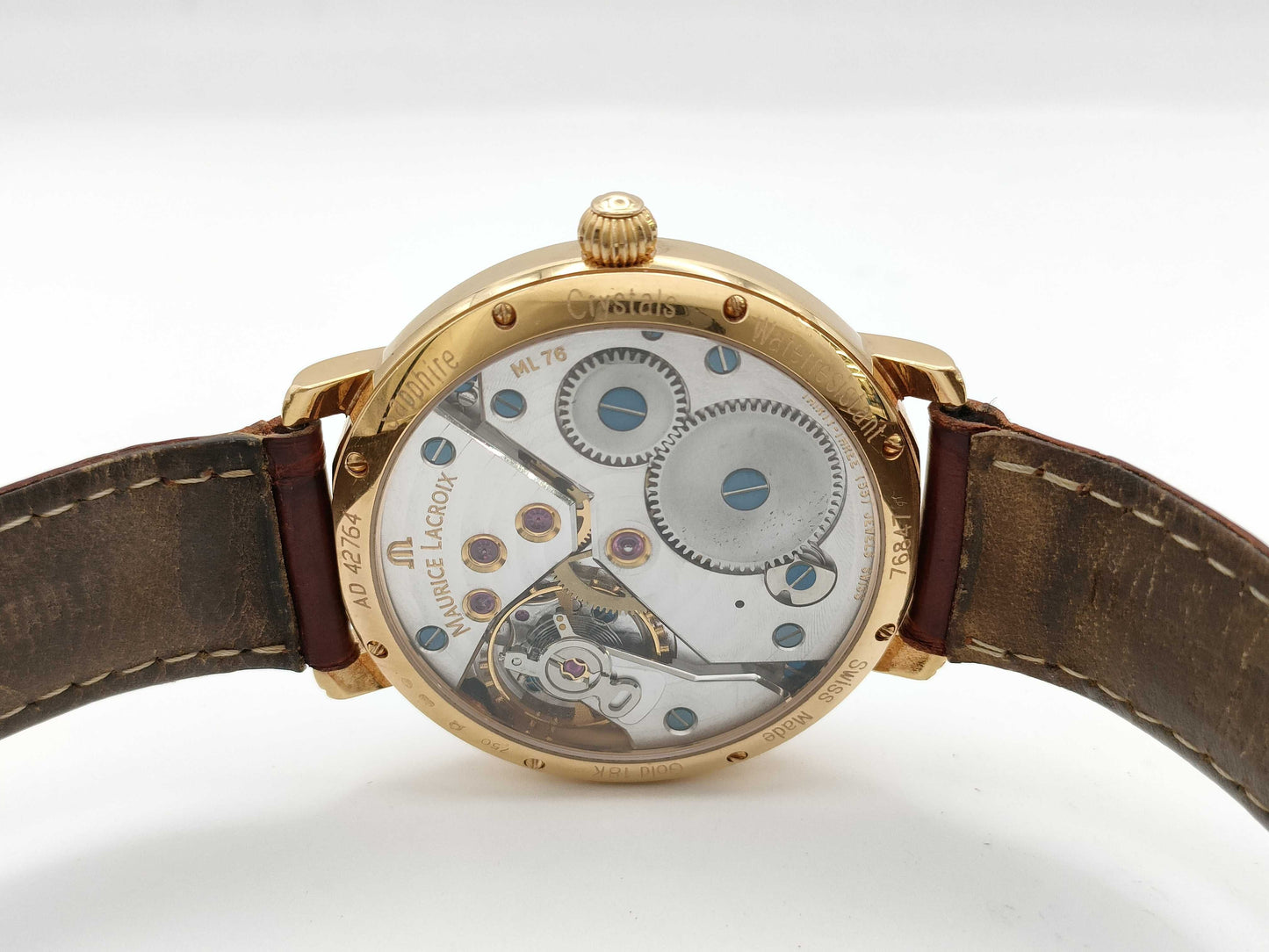 MAURICE LACROIX Calendar Retrograde AD42764 76847 Manual Winding 18K Yellow Gold Men's Watch