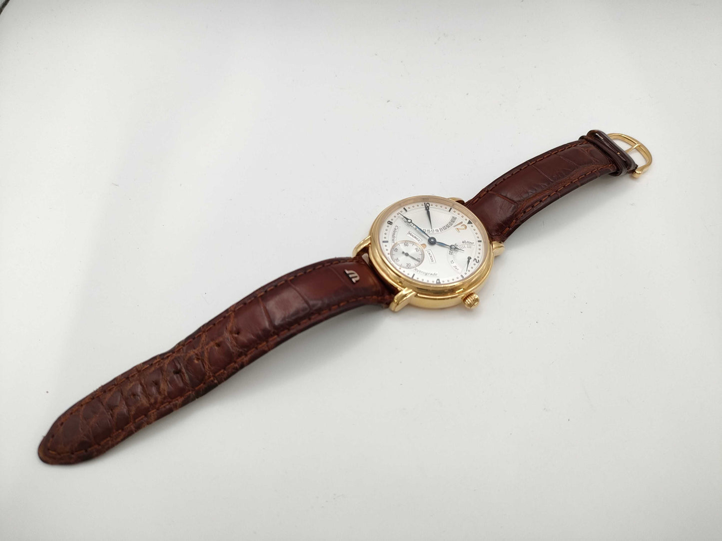 MAURICE LACROIX Calendar Retrograde AD42764 76847 Manual Winding 18K Yellow Gold Men's Watch