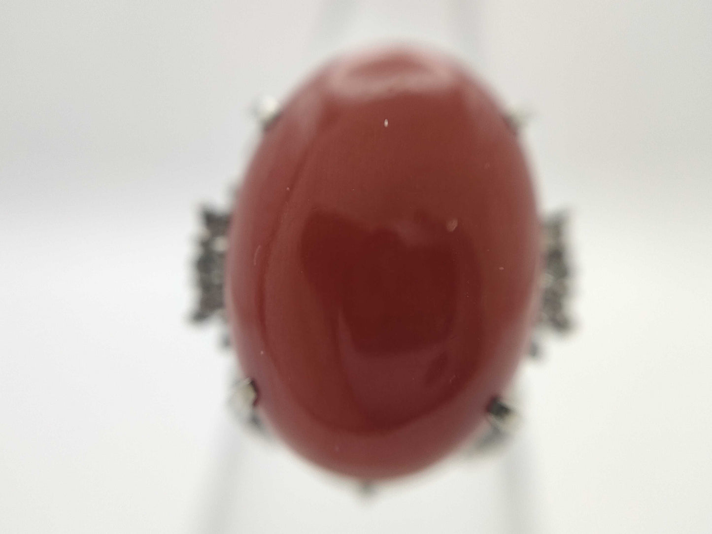 Coral Ring, Diameter: Approx. 13.1mm x 18.1mm, D0.10ct, PT900, 10.5g