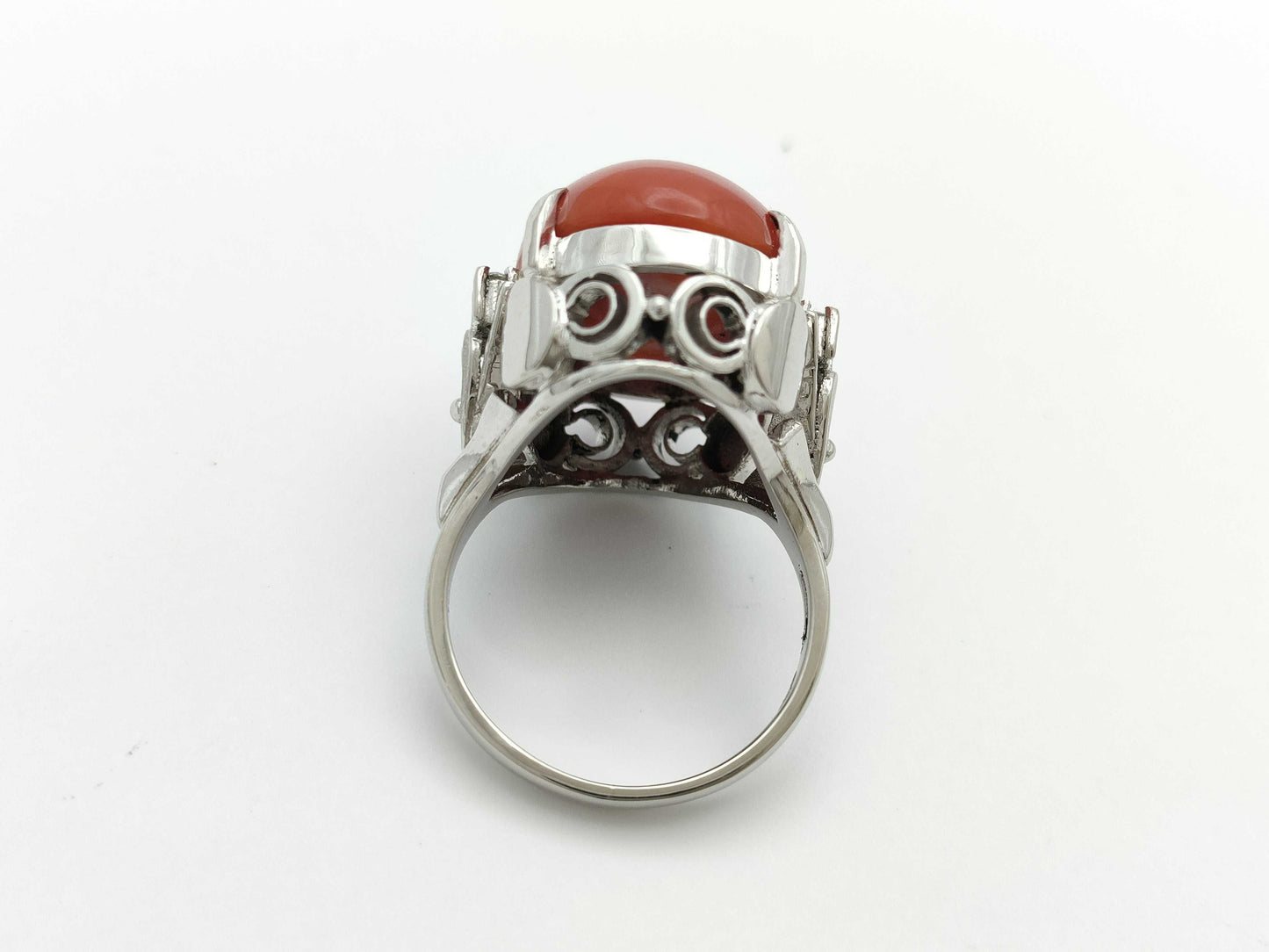 Coral Ring, Diameter: Approx. 13.1mm x 18.1mm, D0.10ct, PT900, 10.5g