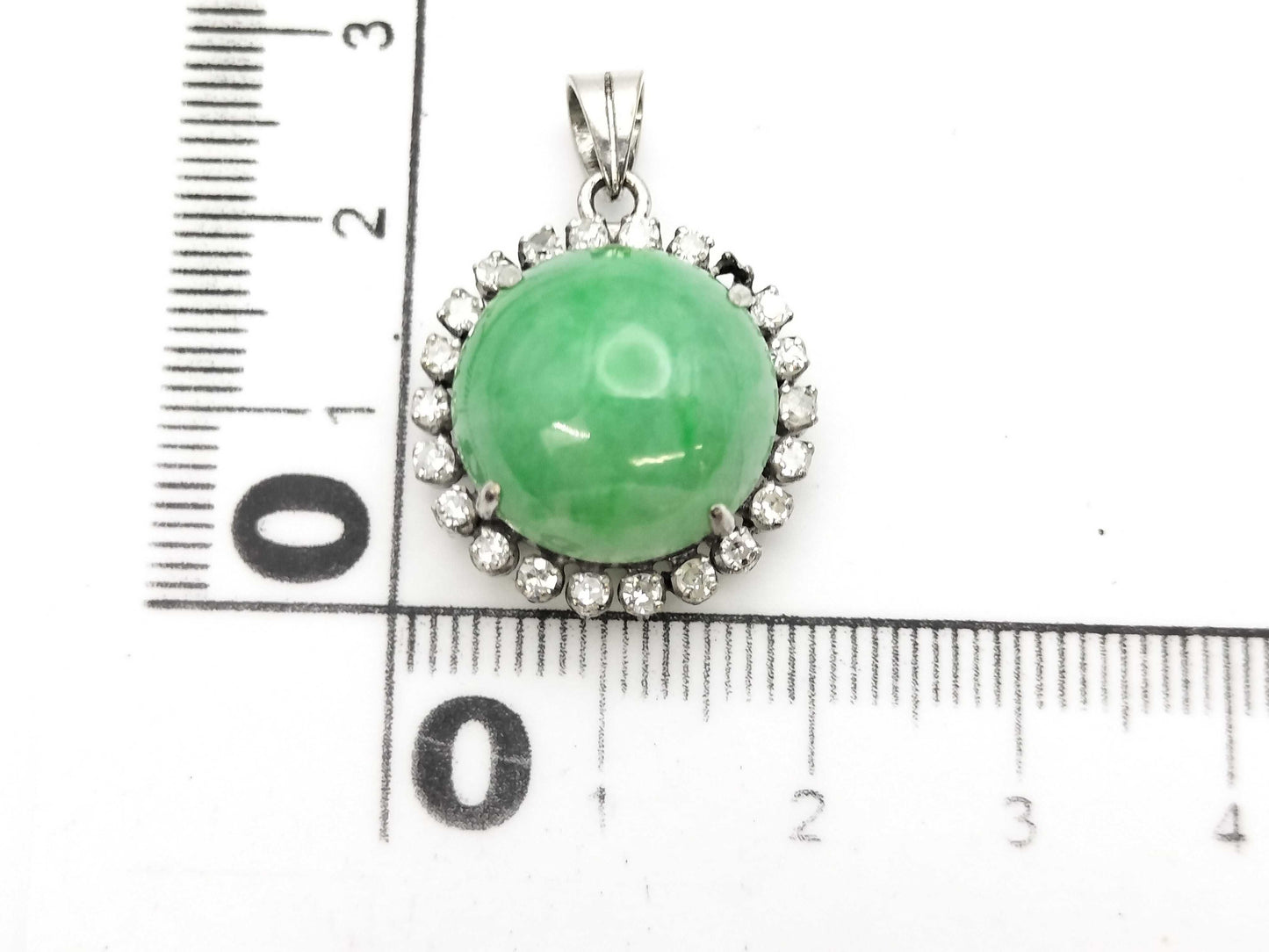Jadeite Diamond Sterling Silver 4.5g Pendant Top
