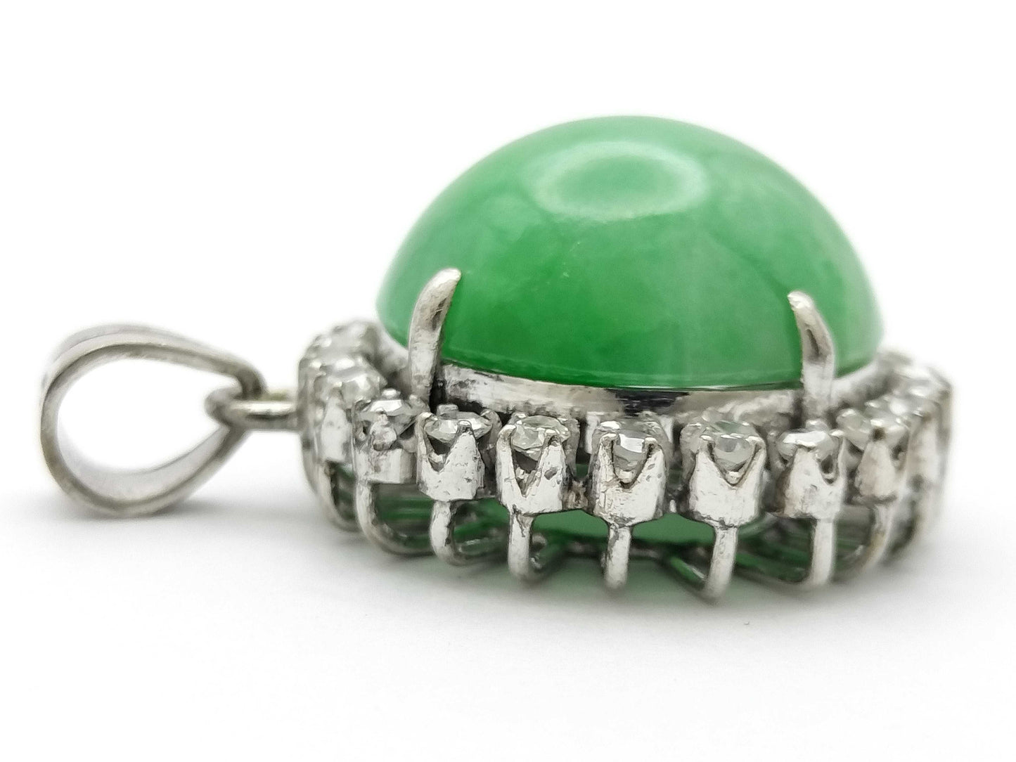 Jadeite Diamond Sterling Silver 4.5g Pendant Top
