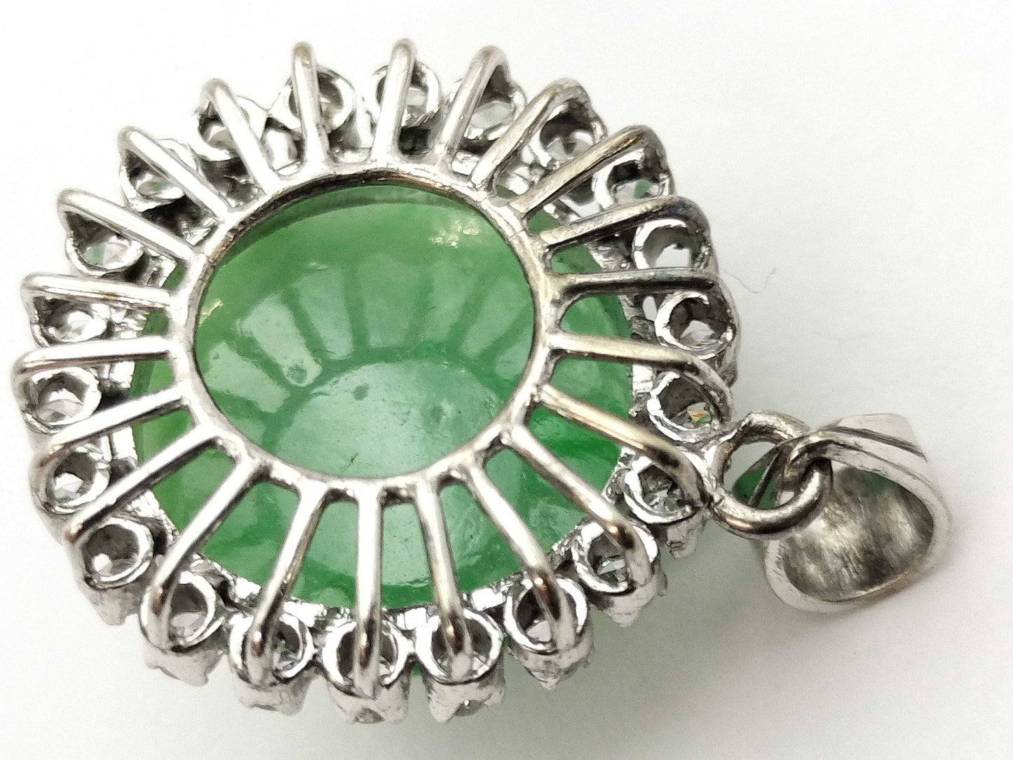 Jadeite Diamond Sterling Silver 4.5g Pendant Top