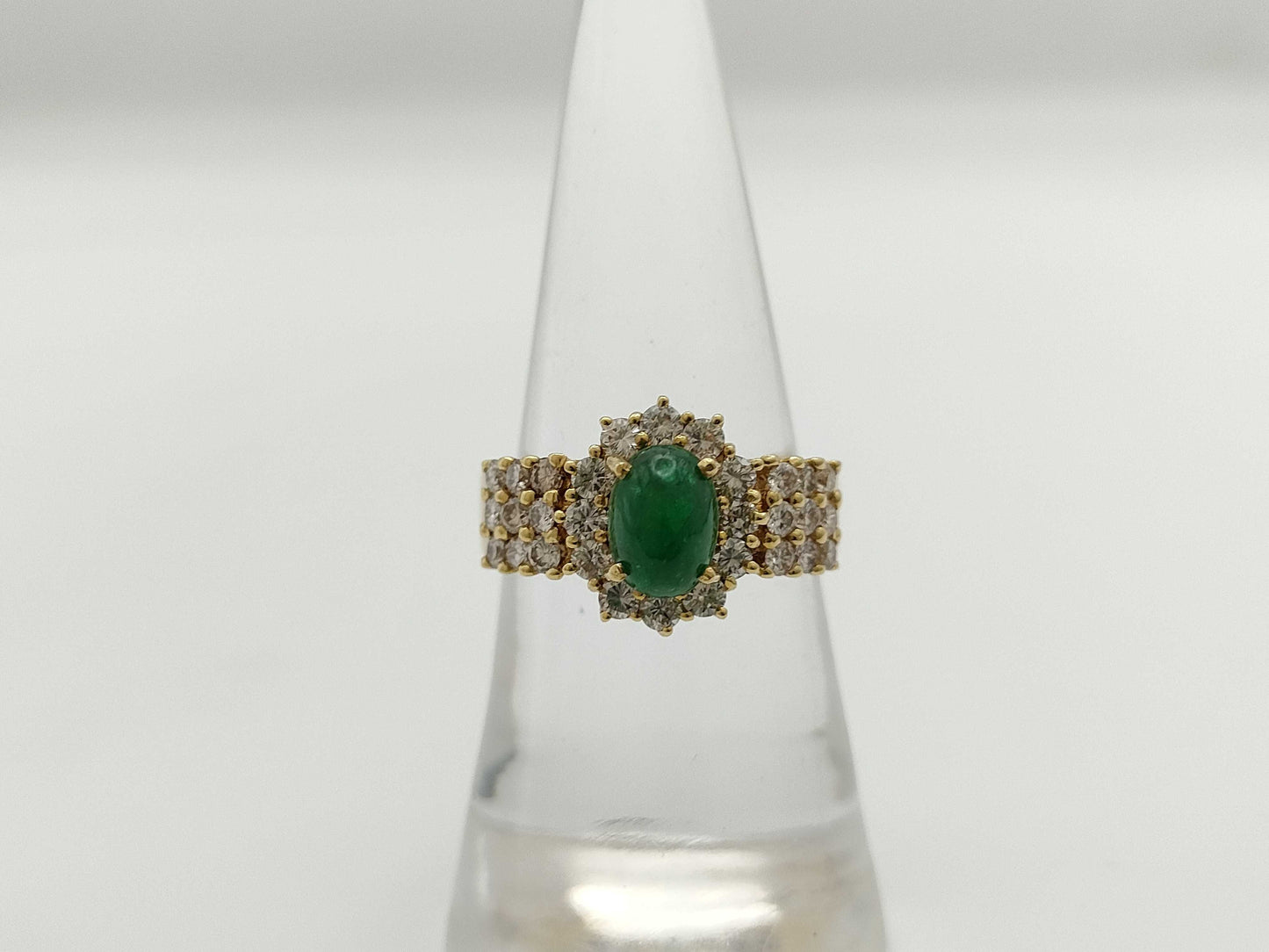Cabochon E1.29ct D0.79ct K18 6.7g Ring