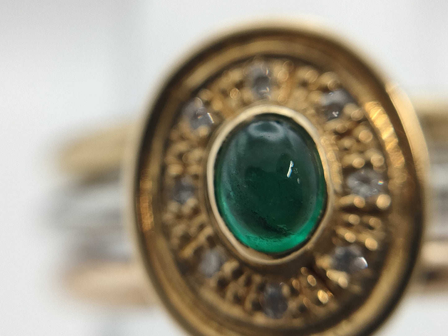 Cabochon E0.22ct D0.04ct K18/PT900 10.3g Ring