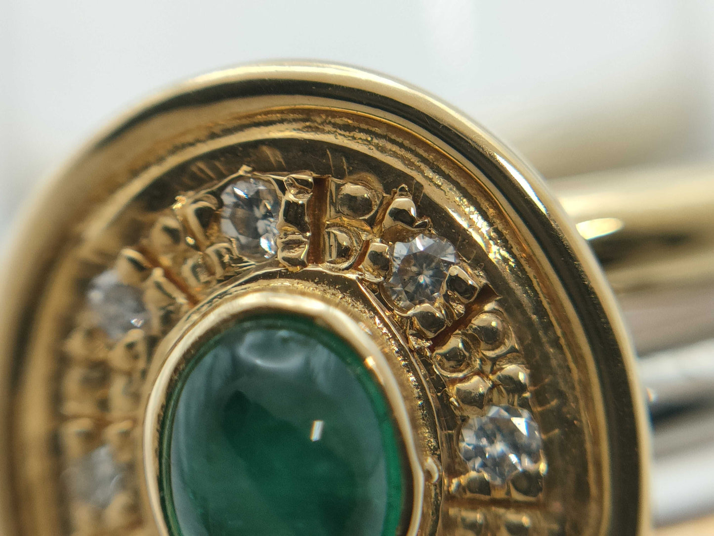 Cabochon E0.22ct D0.04ct K18/PT900 10.3g Ring