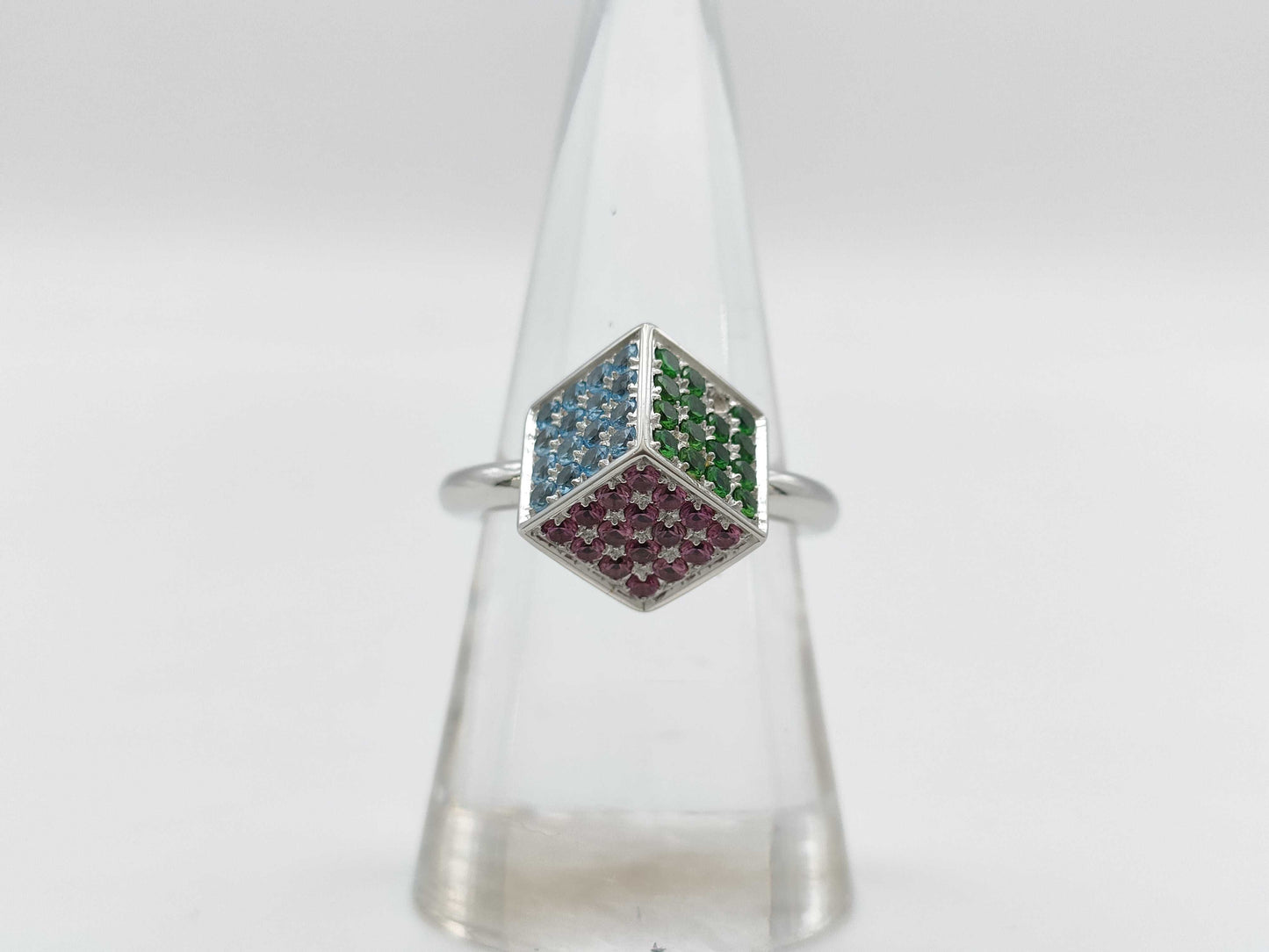 TESORO Topaz, Green Grossular Garnet, and Pink Tourmaline 750 Ring, 9.1g