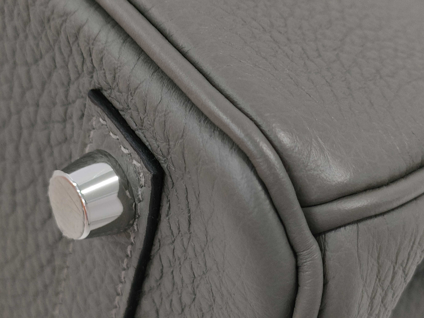 HERMES Birkin 25 Togo Etain Stainless Steel B Stamp Handbag