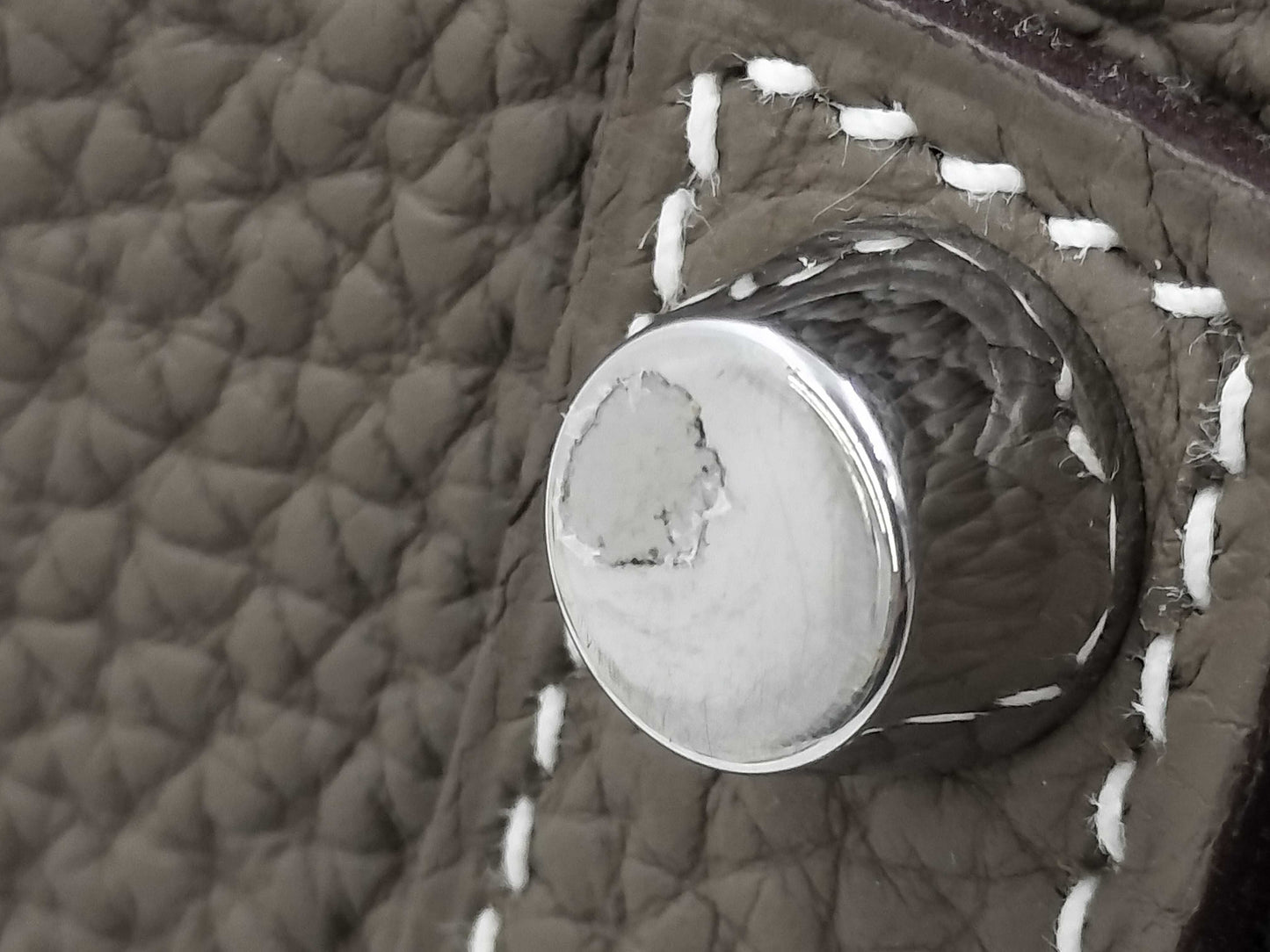 HERMES Birkin 35 Togo Etoupe Stainless Steel Y Stamp Handbag