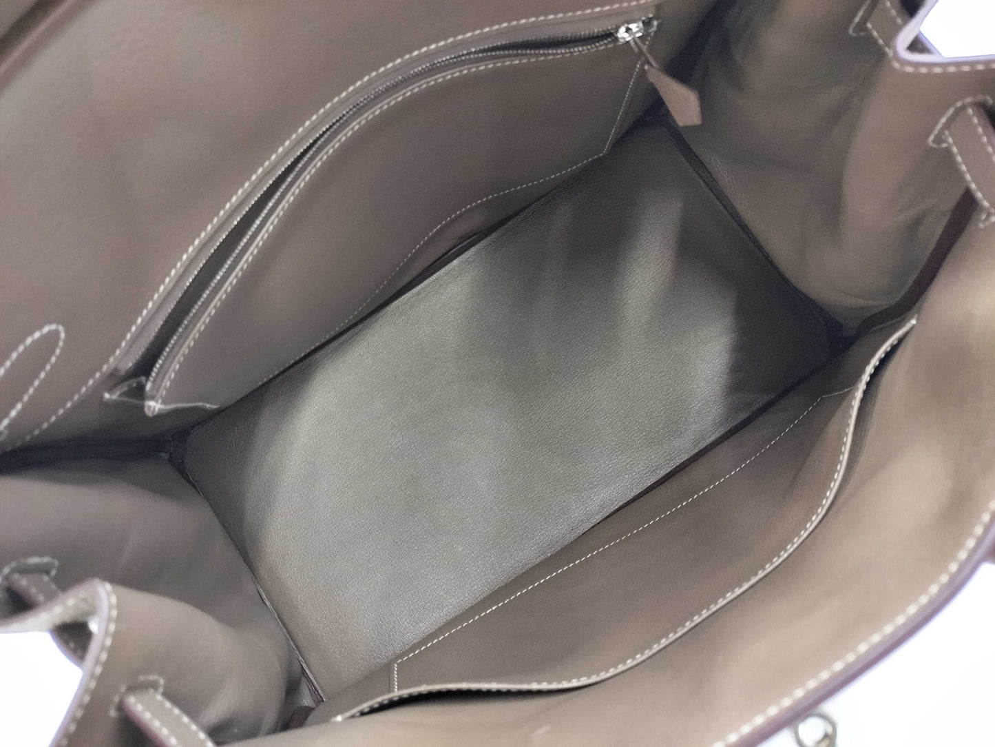 HERMES Birkin 35 Togo Etoupe Stainless Steel Y Stamp Handbag